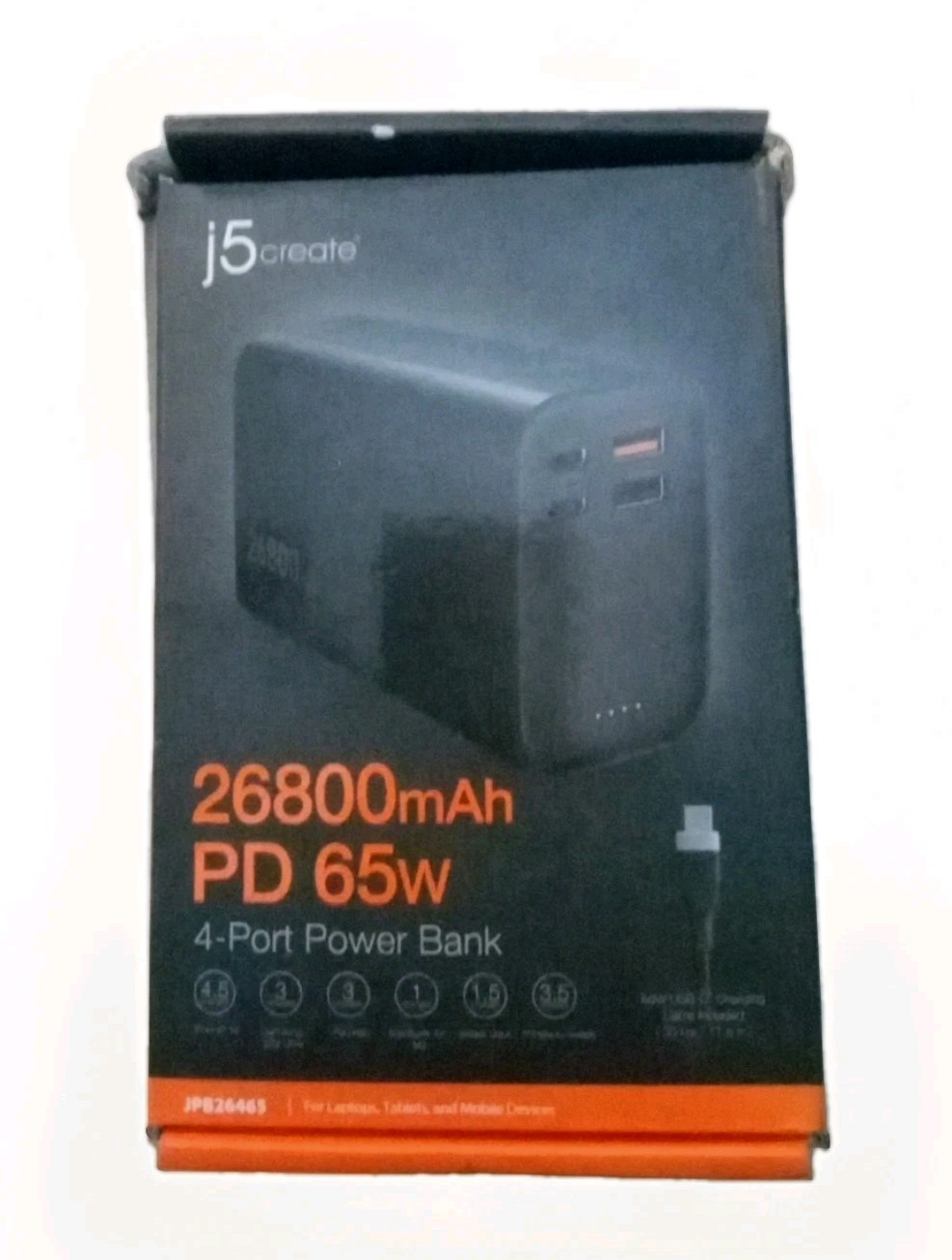 j5create 65W 4-Port Power Bank - 26800mAh PD (JPB26465) Charger Brand New