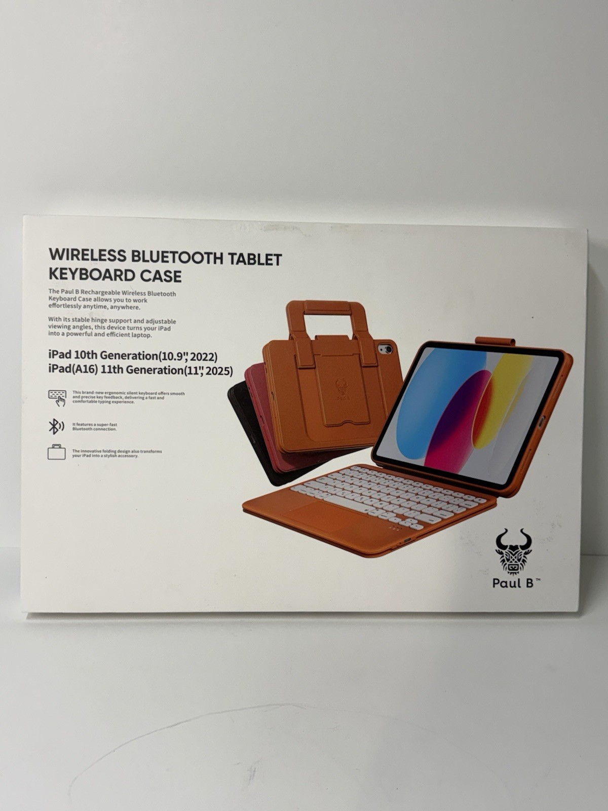 Paul B Wireless Bluetooth Tablet Keyboard Case For iPad 10th 10.9" and 11th NEW