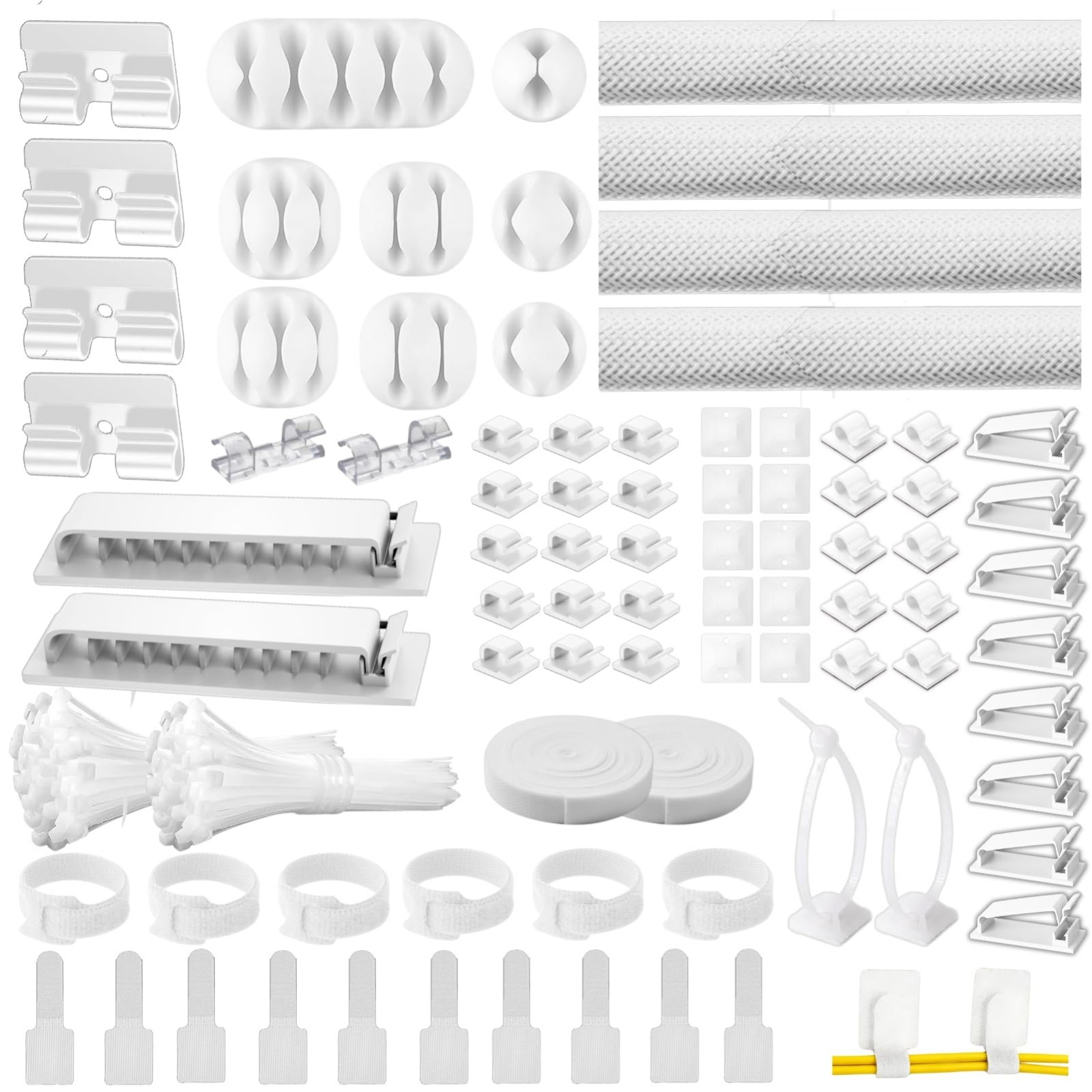 313Pcs Cable Management Kit - Reusable Cord Organizer for Desk, White, Tidy Up C
