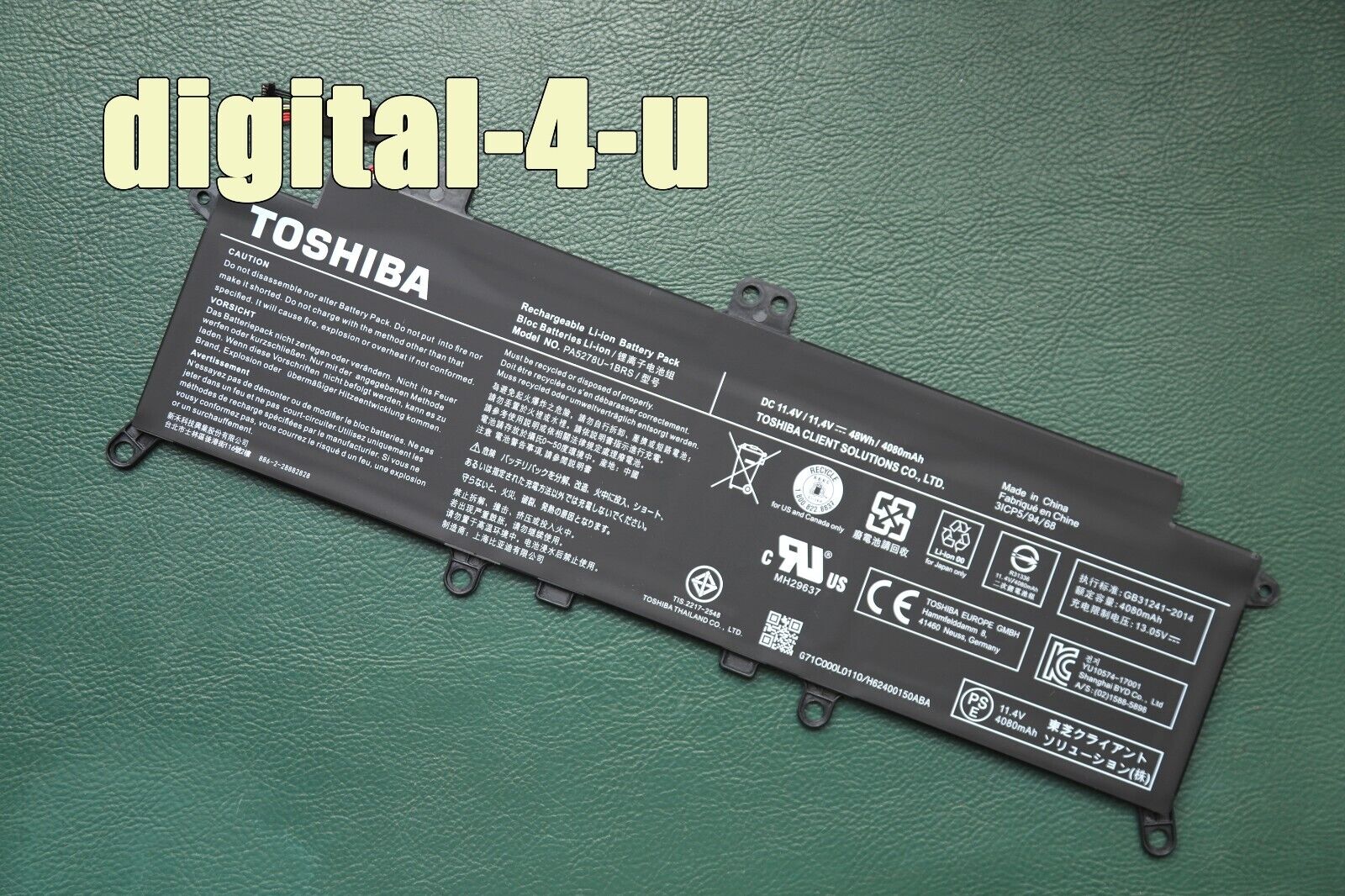 New Genuine PA5278U-1BRS Battery for Toshiba Portege X30-D X30-E Tecra X40-D