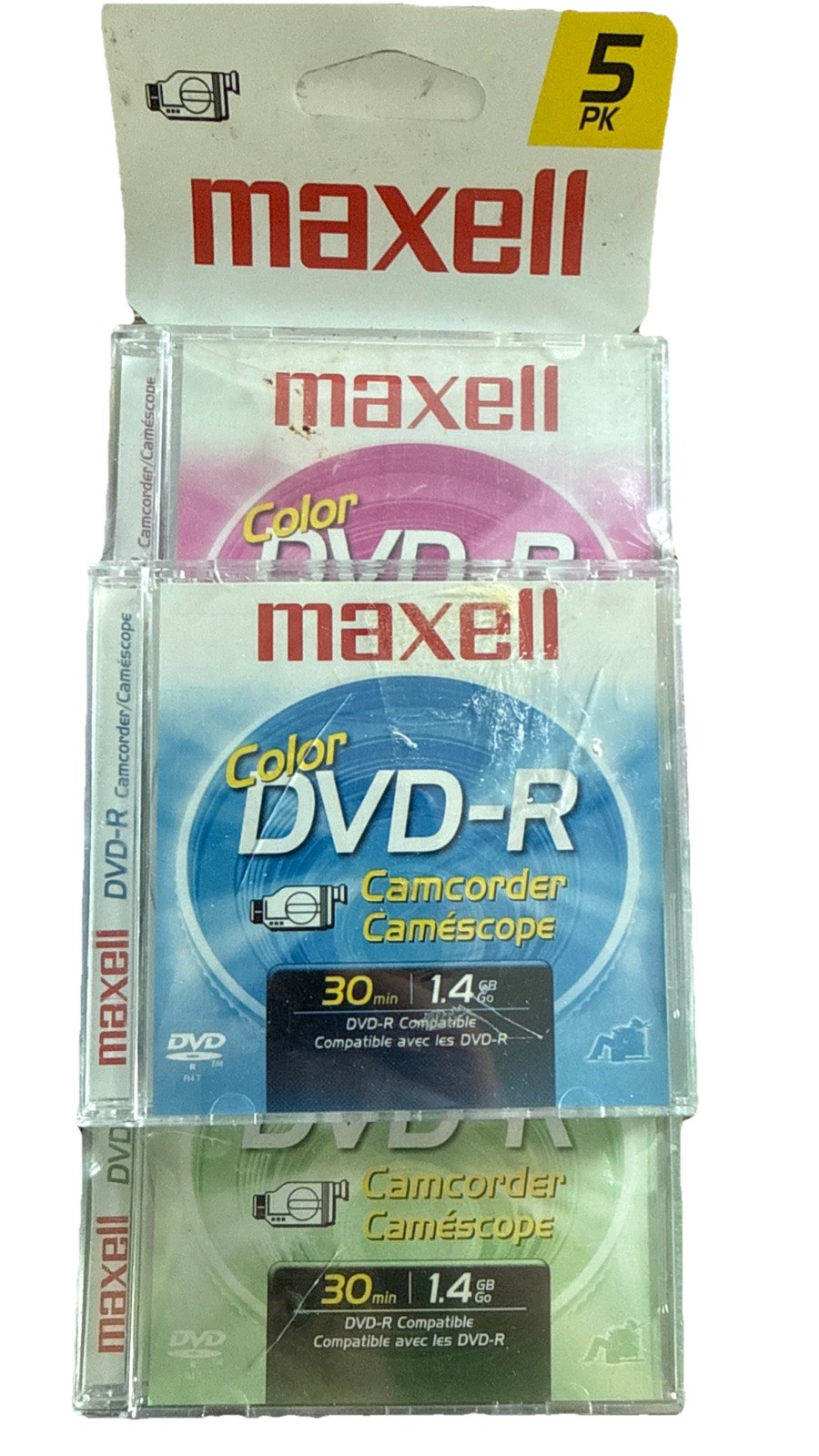 Maxell 5-Pack Mini Color DVD-R Camcorder Media Gamescope 1.4 GB 30-Minute • New