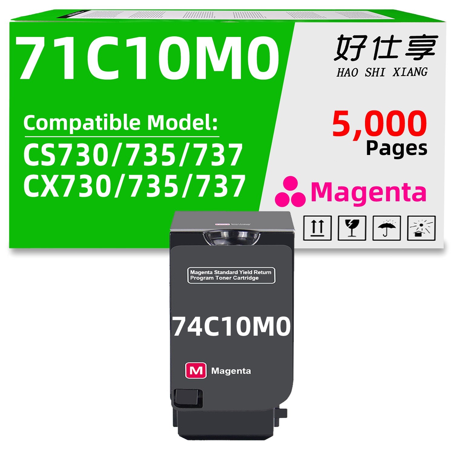 71C10M0 Magenta Toner Cartridge Compatible for Lexmark CS730/735/737 CX730/737