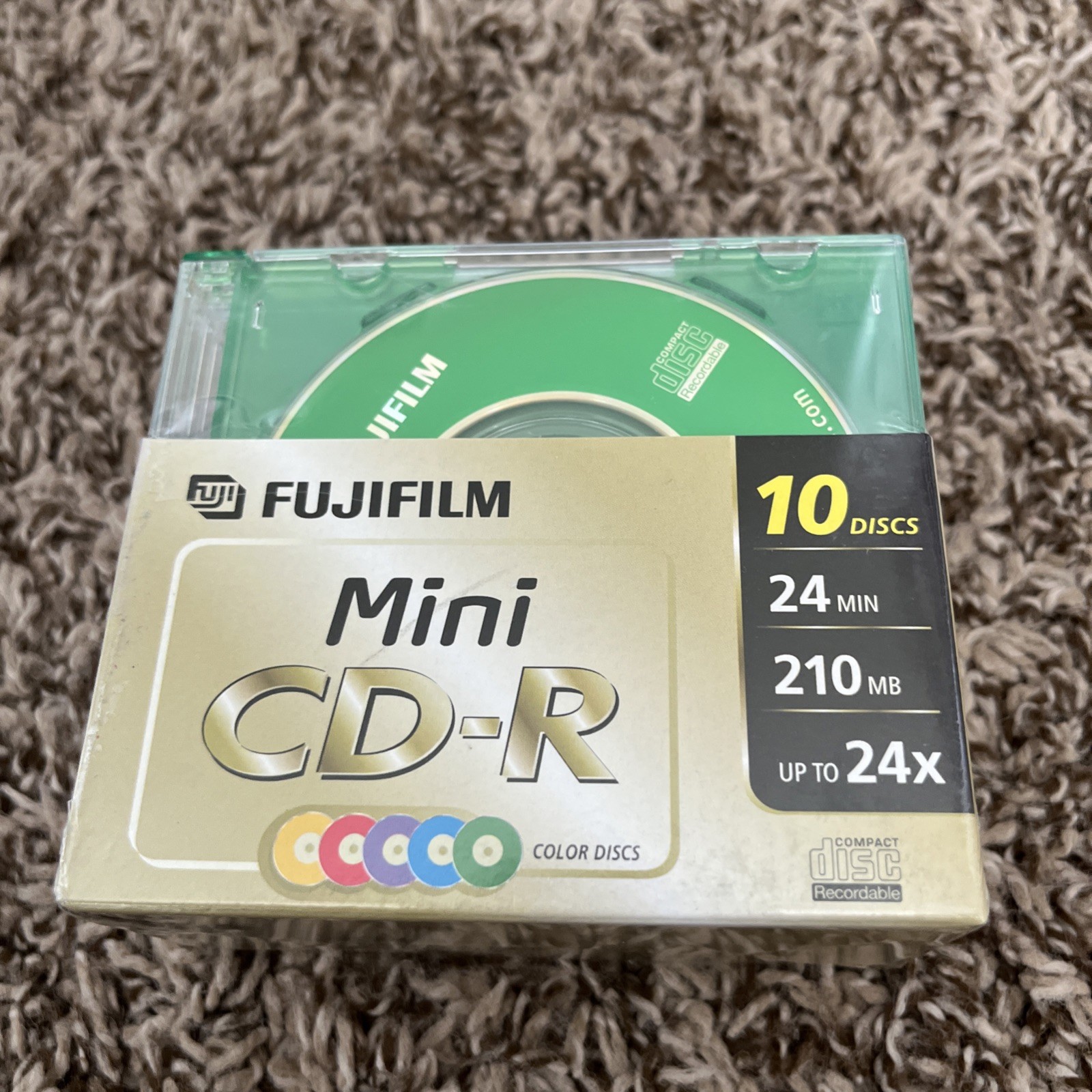 NEW SEALED Fugi Film FujiFilm Mini CD-R 10 Color Discs 24 min 210 MB up to 24X