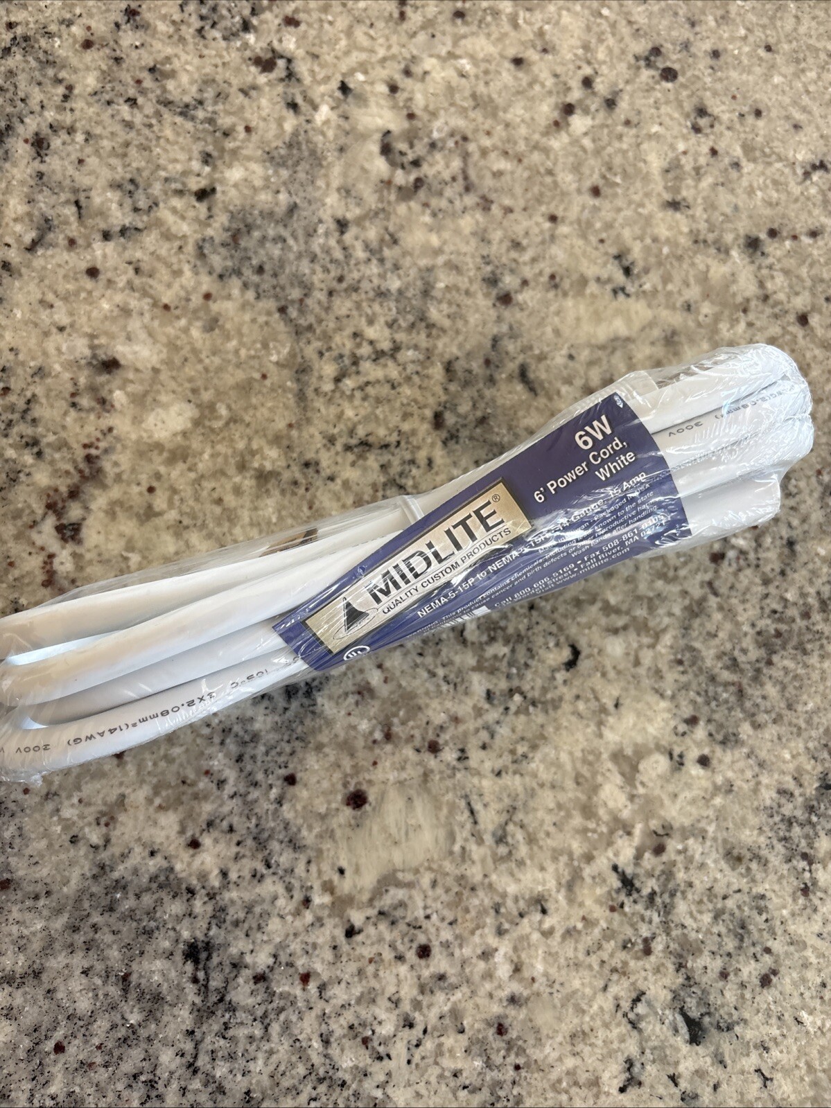 6’ Power Cord, White 6W MidLite