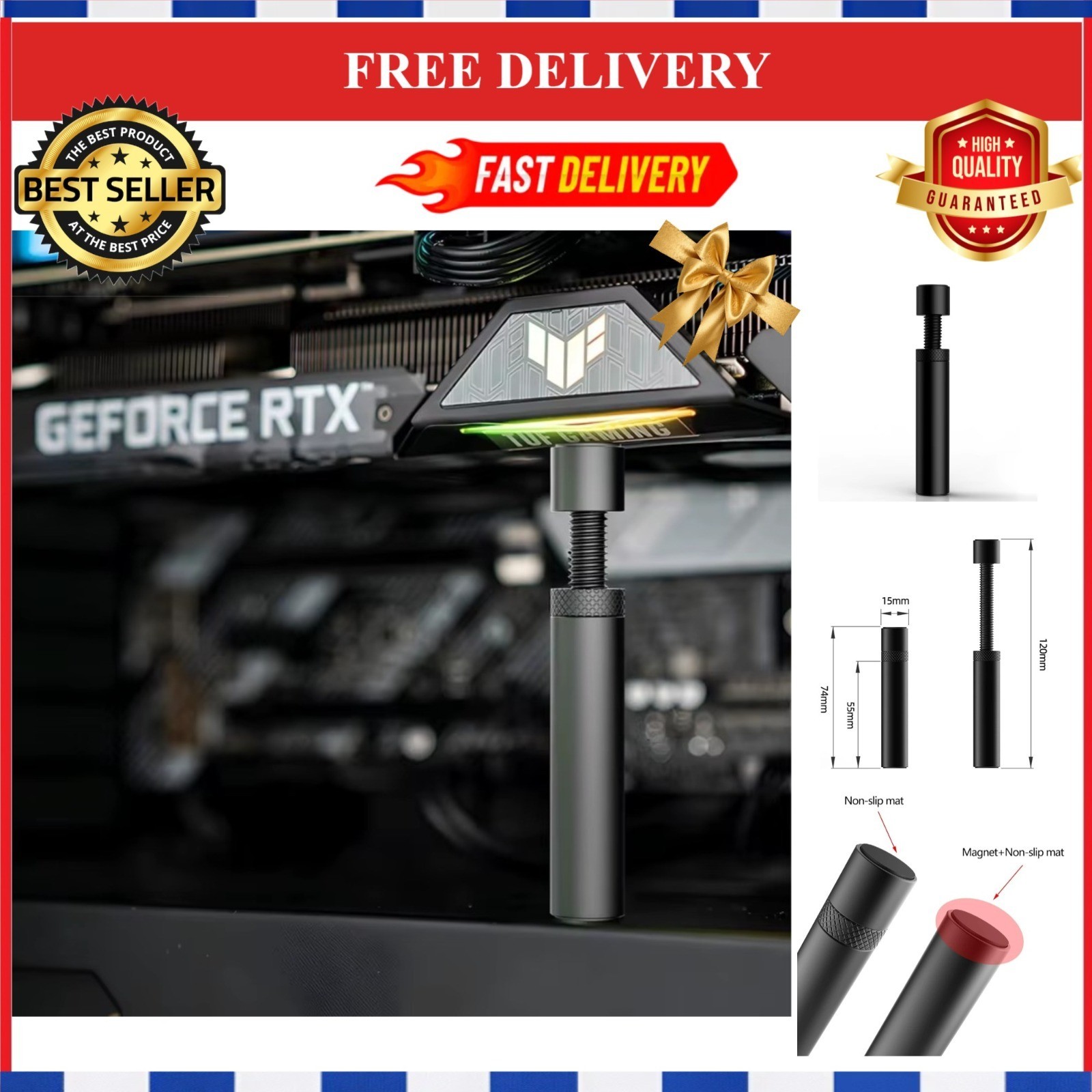 GPU Support Bracket Aluminum Anti Sag Holder for Graphics Card
