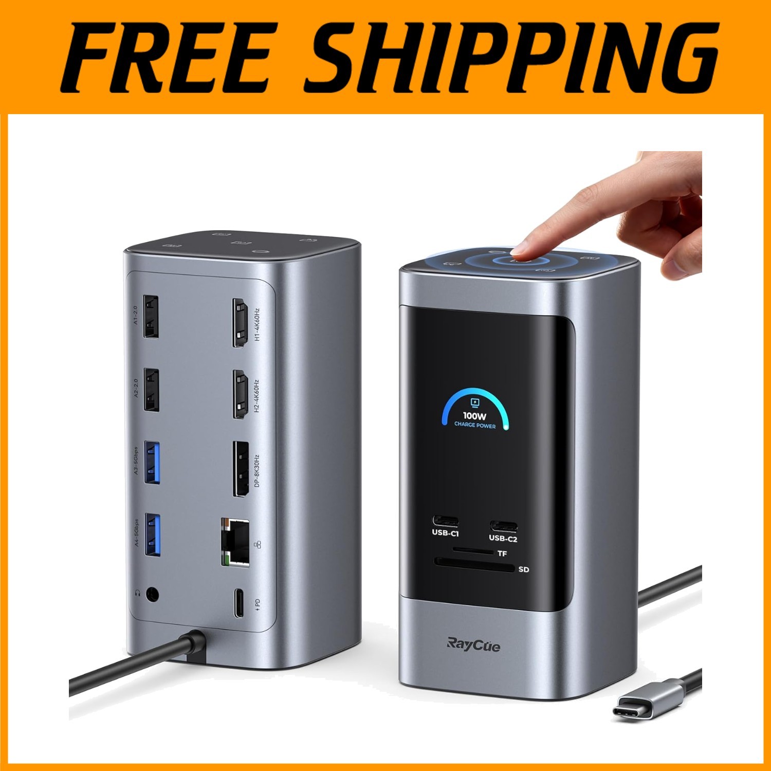 15-in-1 Laptop Docking Station 3 Monitors, 8K Display