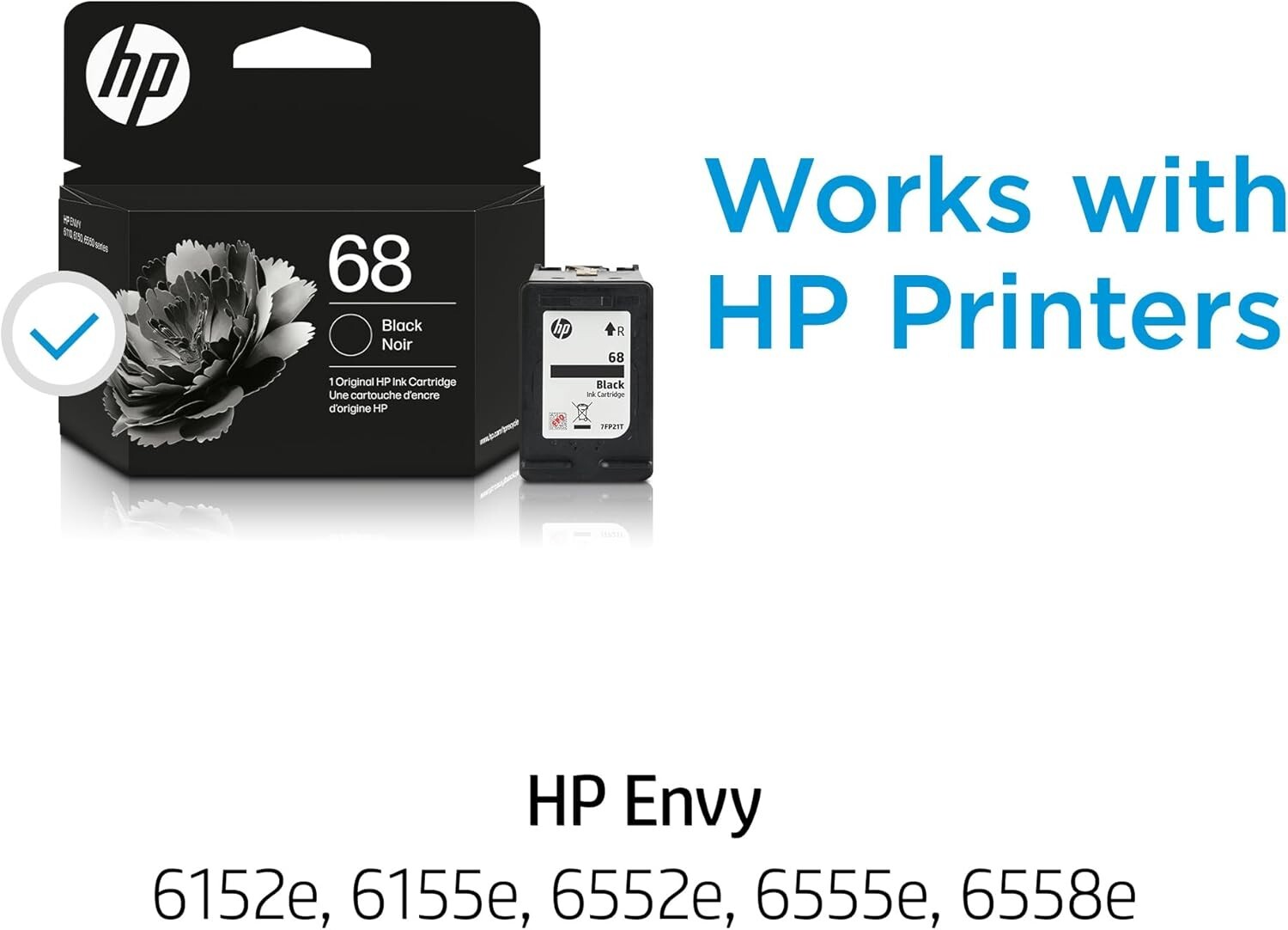HP68 Original HP 68 Black or Tri-Color Ink Cartridges for Envy 6152e 6552e 6155e