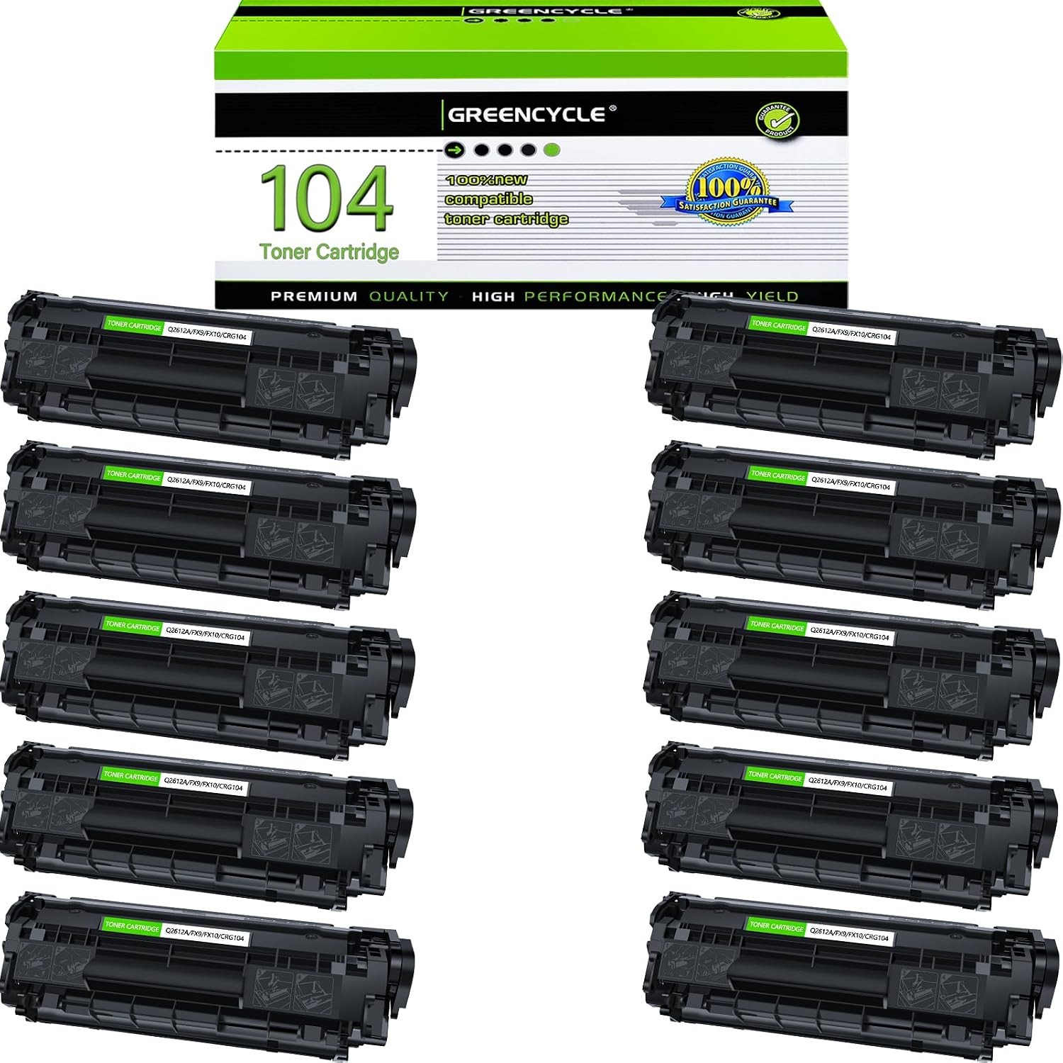 10PK CRG104 FX9 FX10 Toner For Canon ImageClass D420 D480 MF4150 MF4270 MF4350d