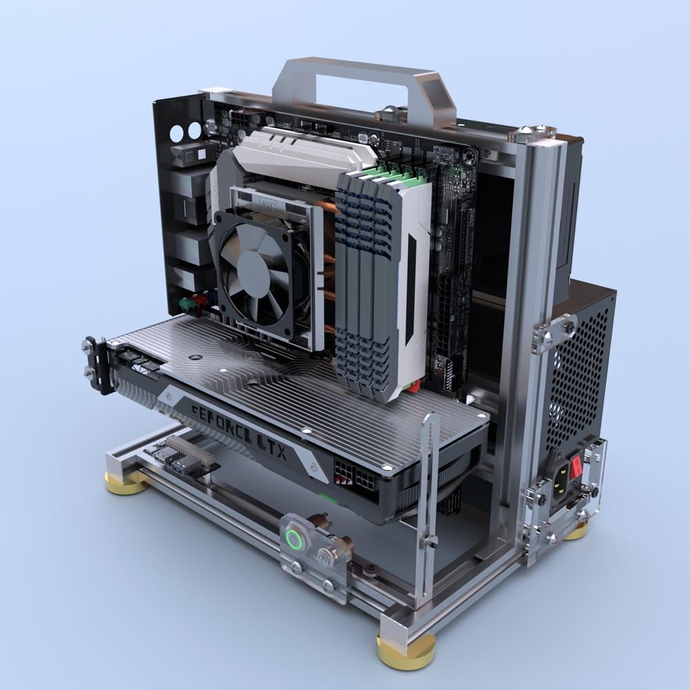 DIY Open Frame PC Chassis, Aluminum Computer Case, Supports MATX Motherboard,...