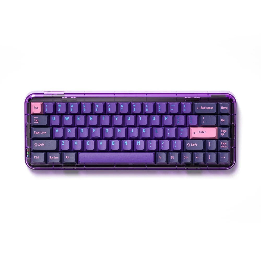 MelGeek Mojo68 Neon Wireless Mechanical Keyboard RGB Gatreon Brown Switches NEW