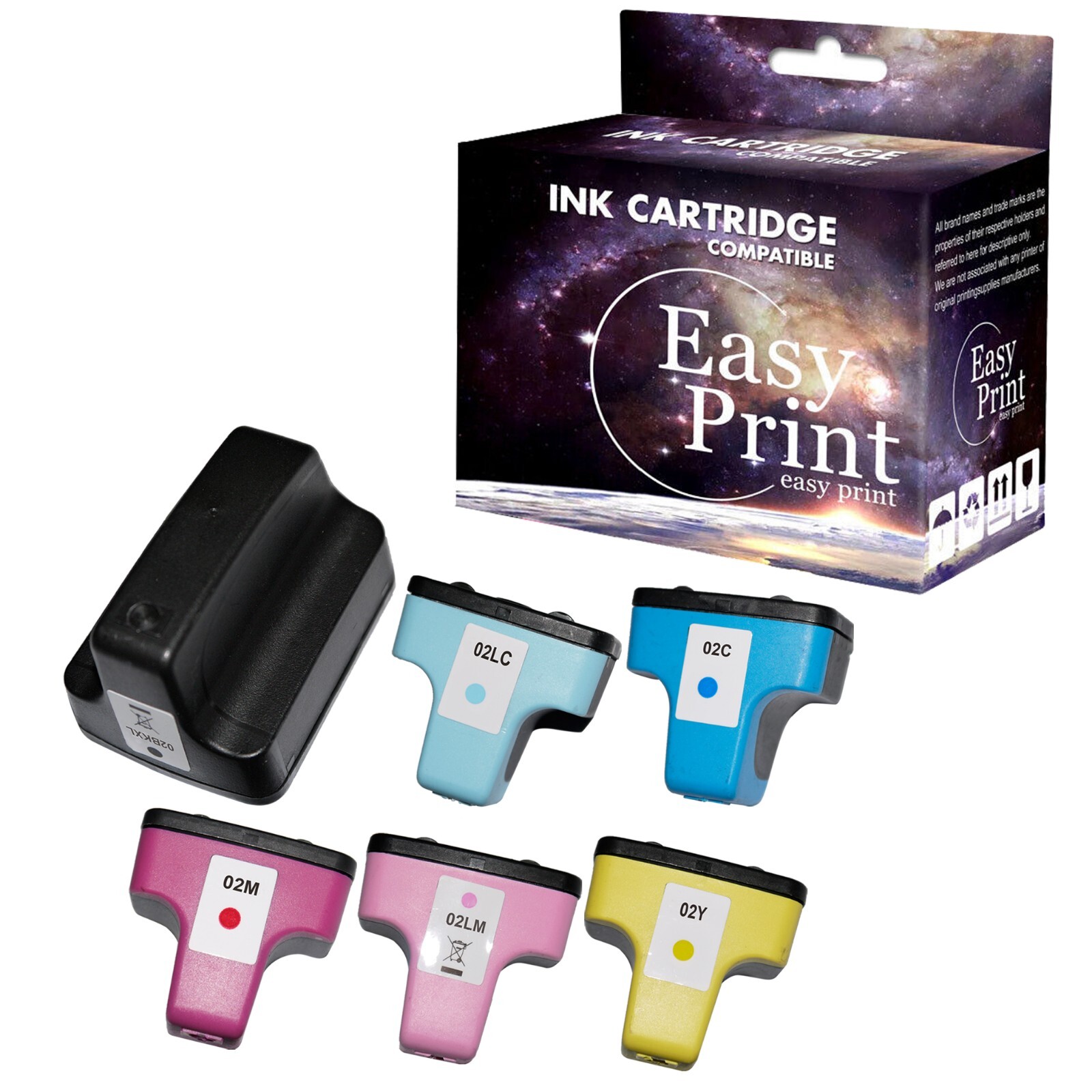6PK replace for HP02 Ink Cartridge fit for PhotoSmart 3108 3110 8230 Printer