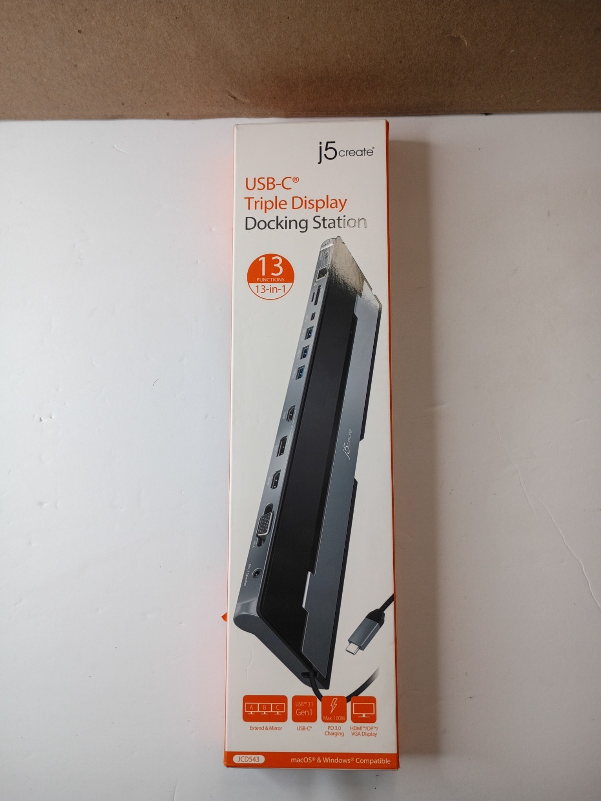 NEW/SEALED / J5create JCD543 USB-C Docking Station
