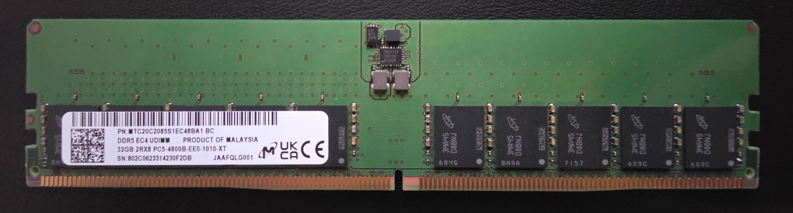 Micron 32GB PC5-38400E DDR5-4800 EC4 ECC UDIMM SERVER RAM MTC20C2085S1EC48BA1