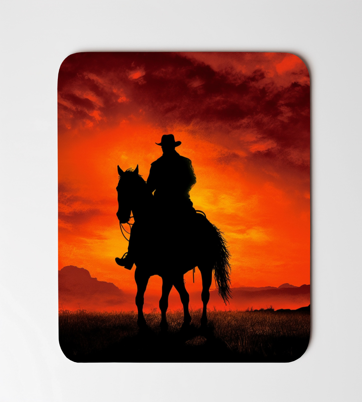 silhouette Man Riding Horse Desk Mouse Pad 8\