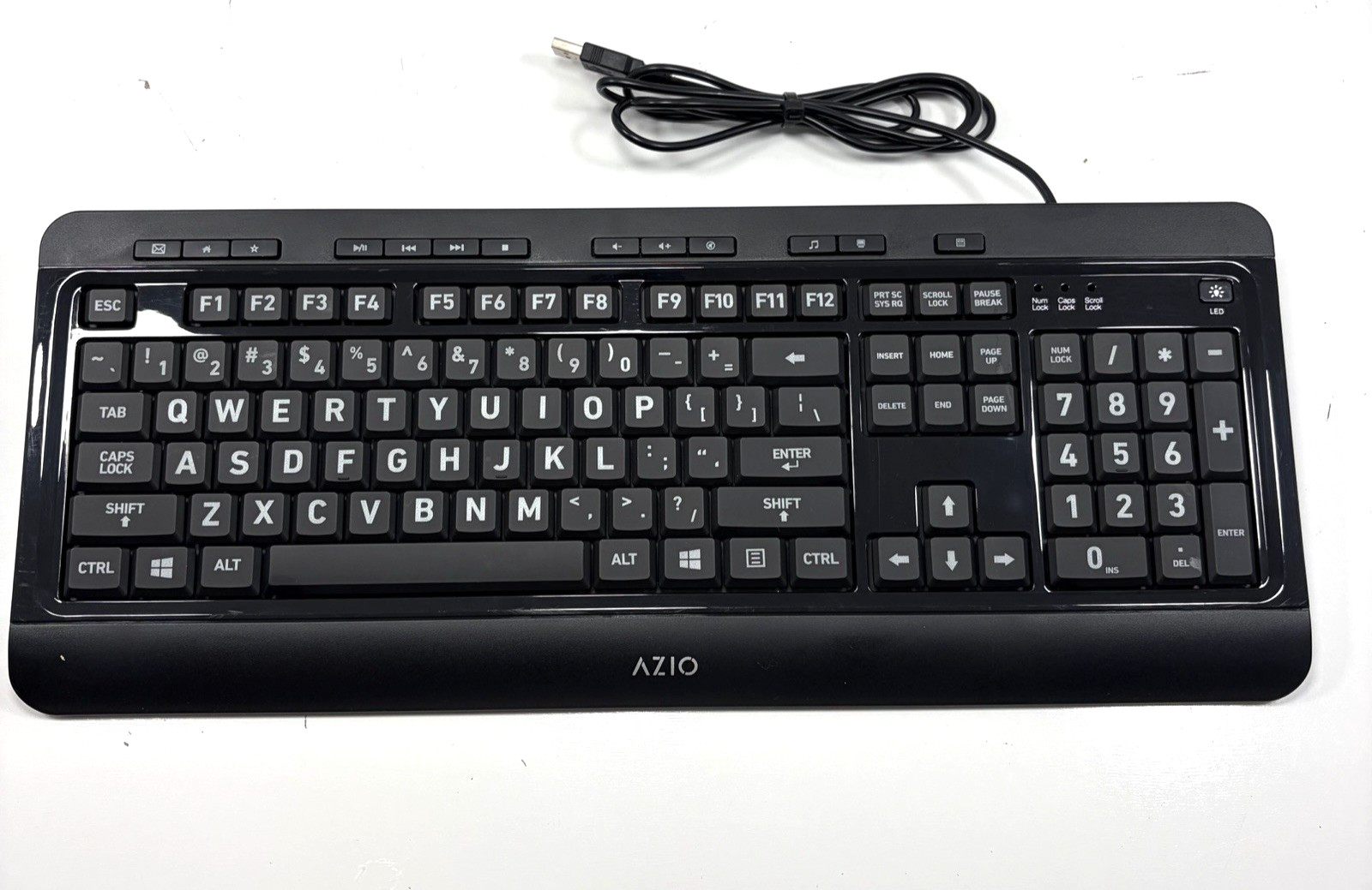 Azio KB505U Vision Large Print Backlit Wired Keyboard - Black