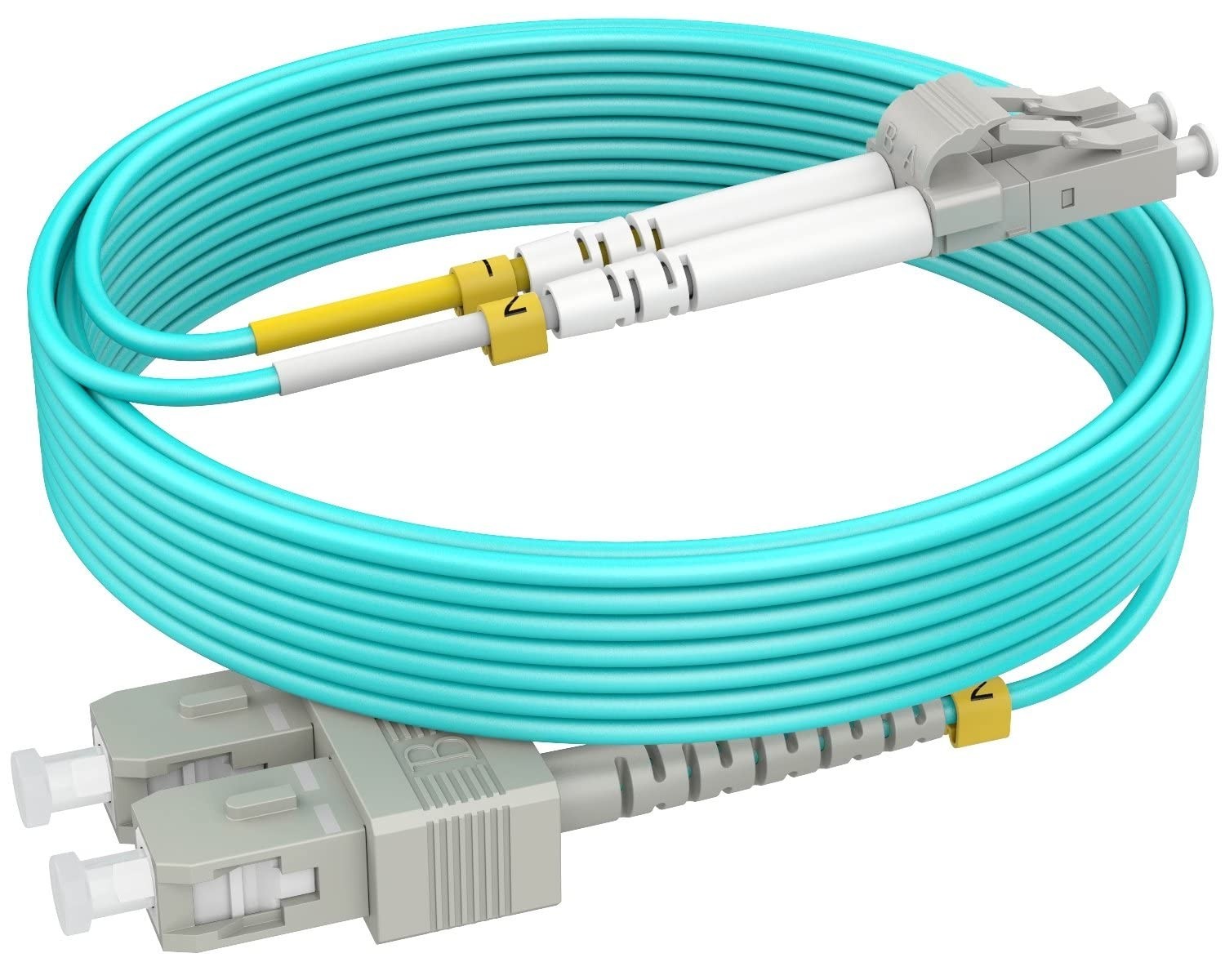 5M SC to LC OM4 Fiber Patch Cable | Length Options: 1m-50m, 40GB/100GB Duplex 50