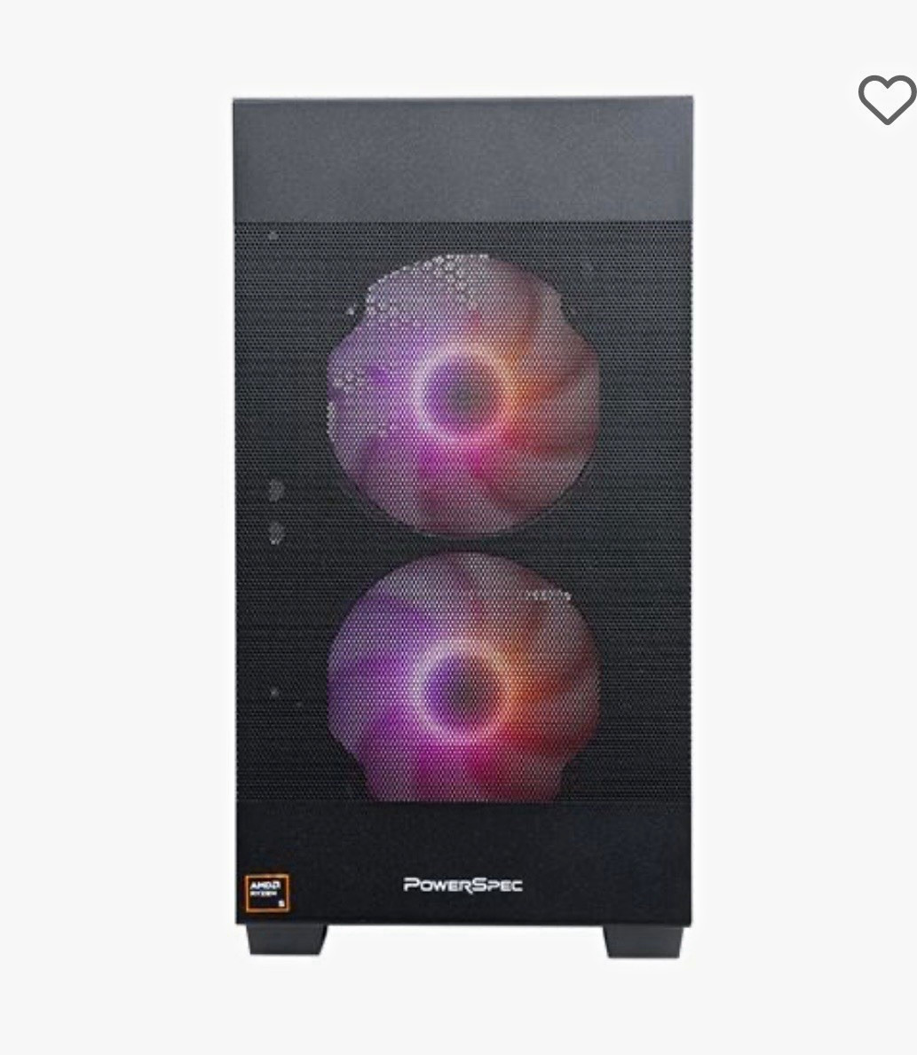 PowerSpec Gaming Desktop PC Tower Black RGB Lighting Dedicated Graphics