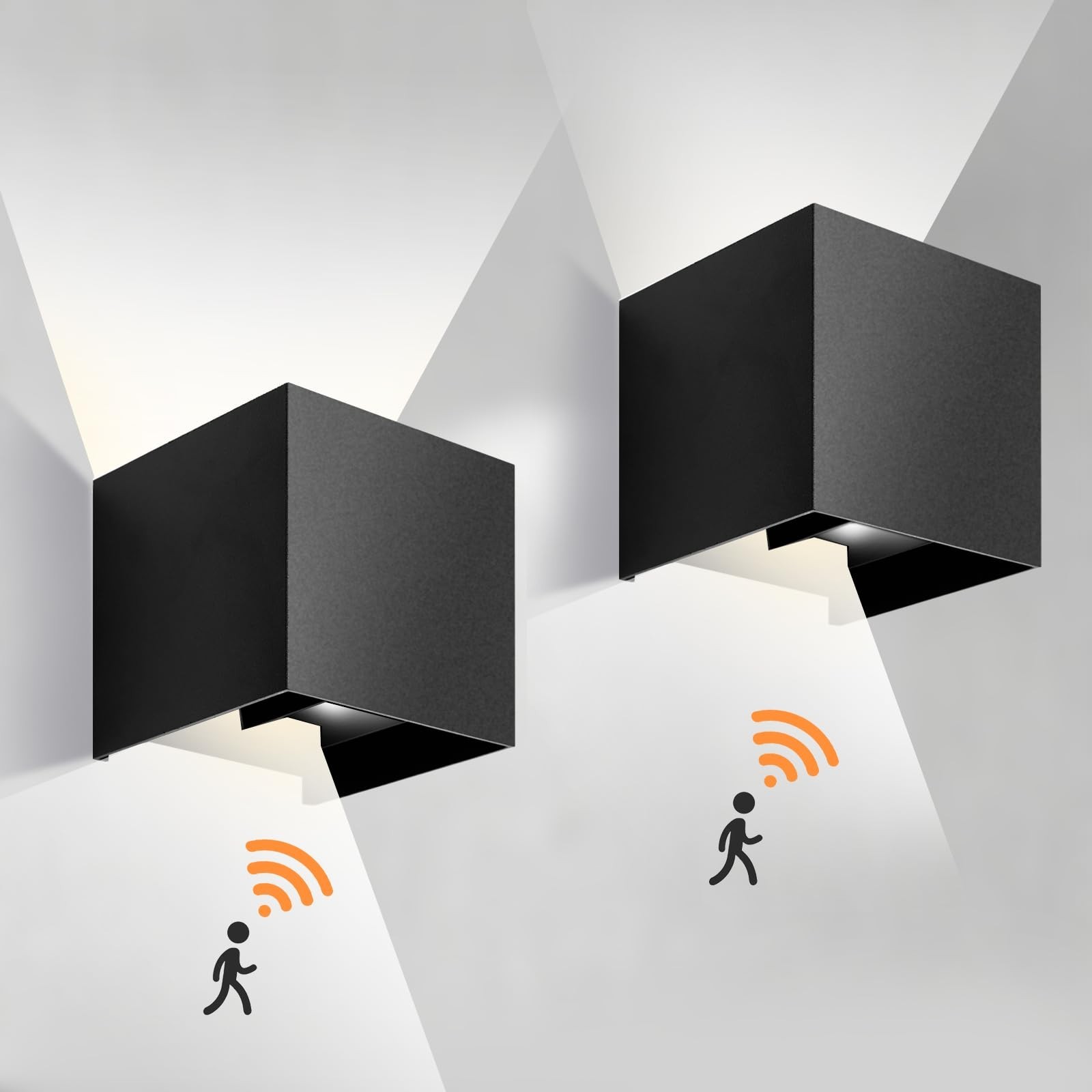 2-Pack Outdoor Wall Light, Modern Motion Sensor Exterior Sconces | 3.9 inch 1...