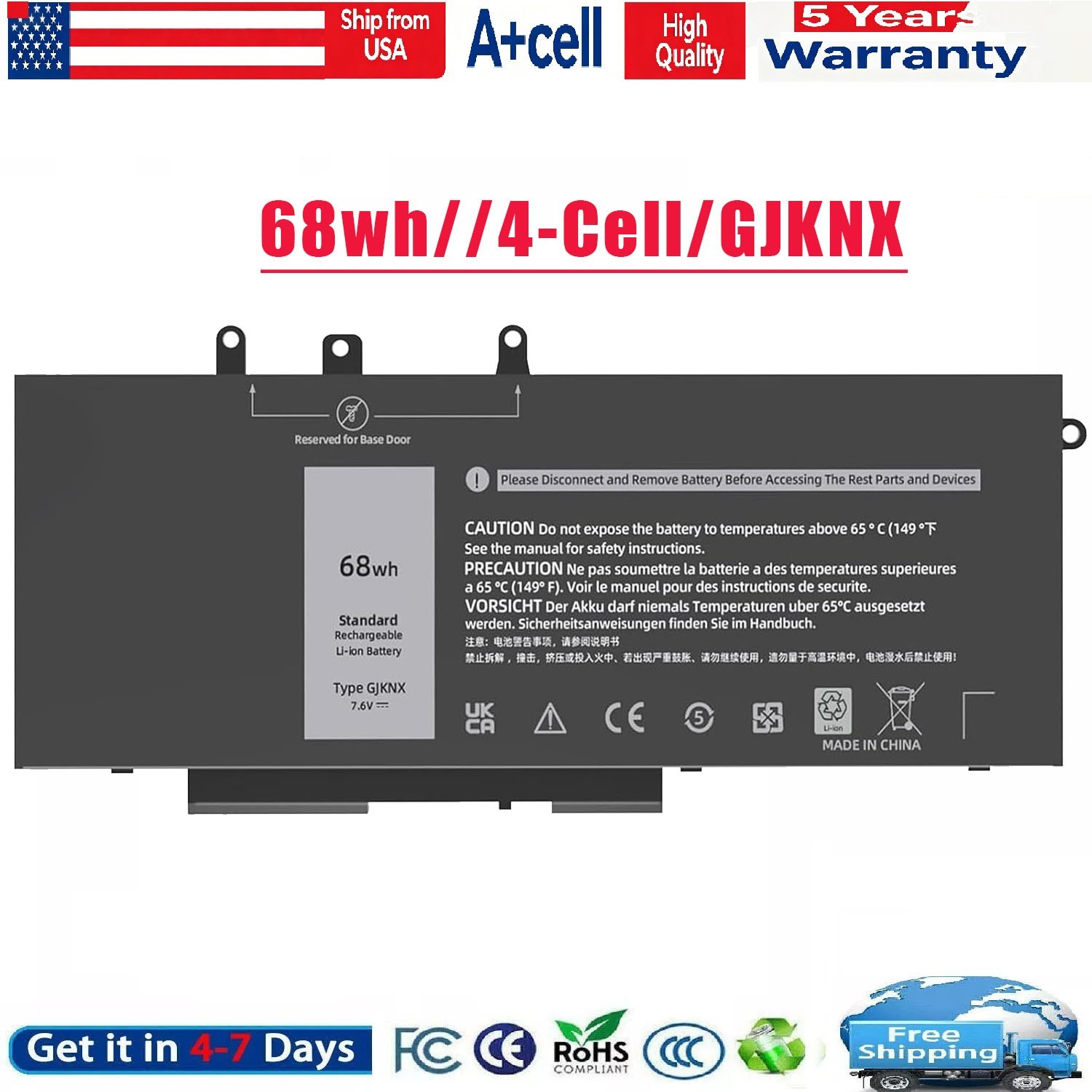 ✅Lot 50x GJKNX Battery For Dell Latitude 5480 5580 5280 5490 5491 5580 5590 5591