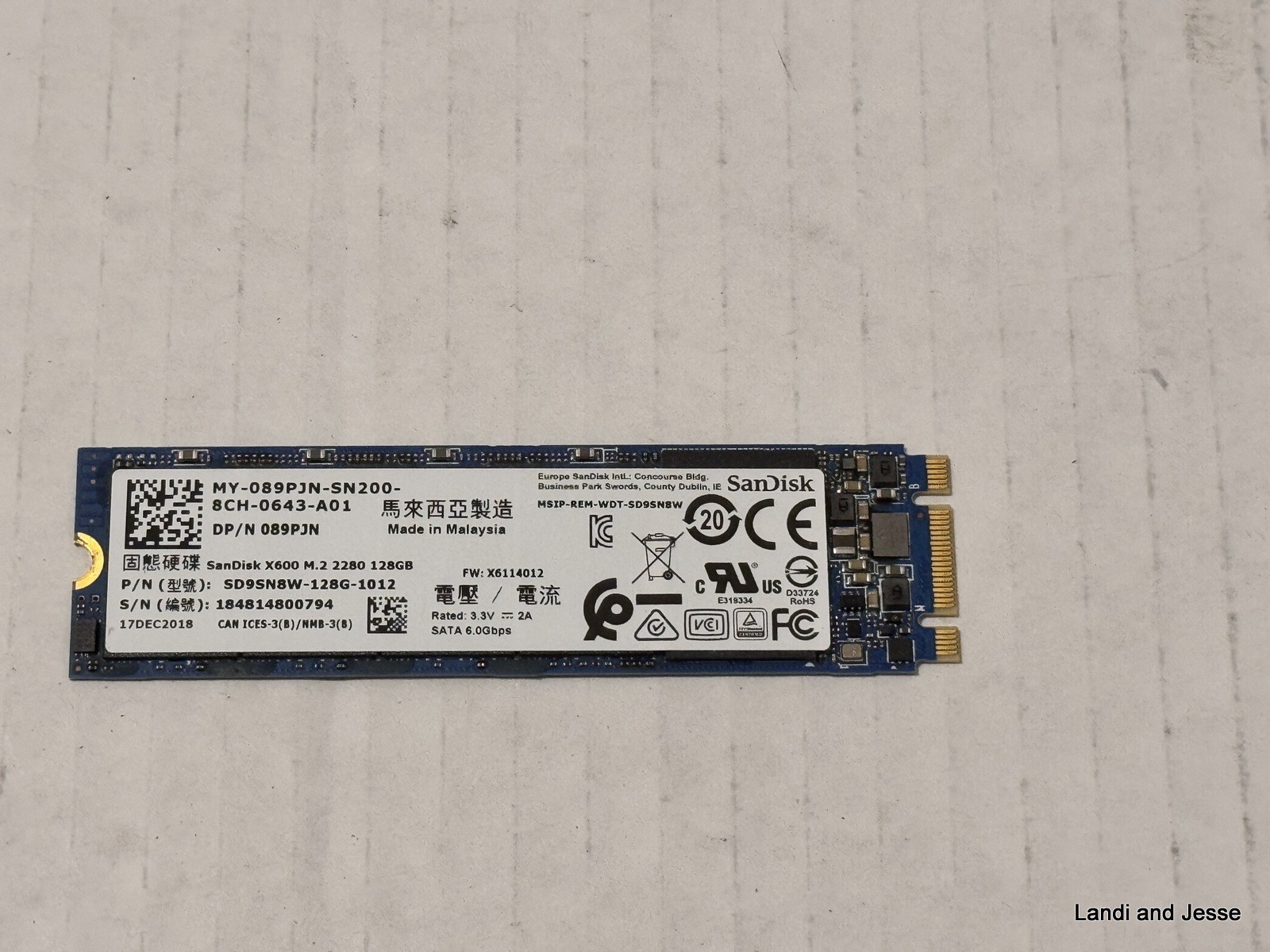 Dell (San Disk SD9SN8W-128G-1012) SanDisk X600 Series 128GB Internal Solid 89PJN