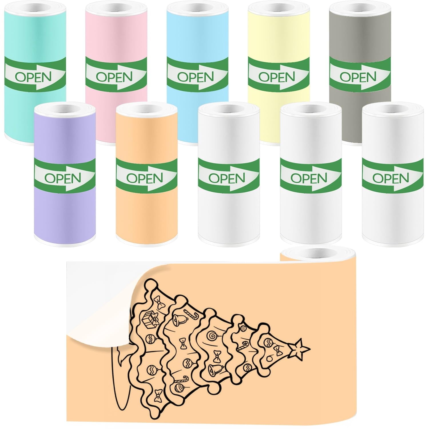 10 Rolls Colorful Mini Thermal Printer Sticker Paper