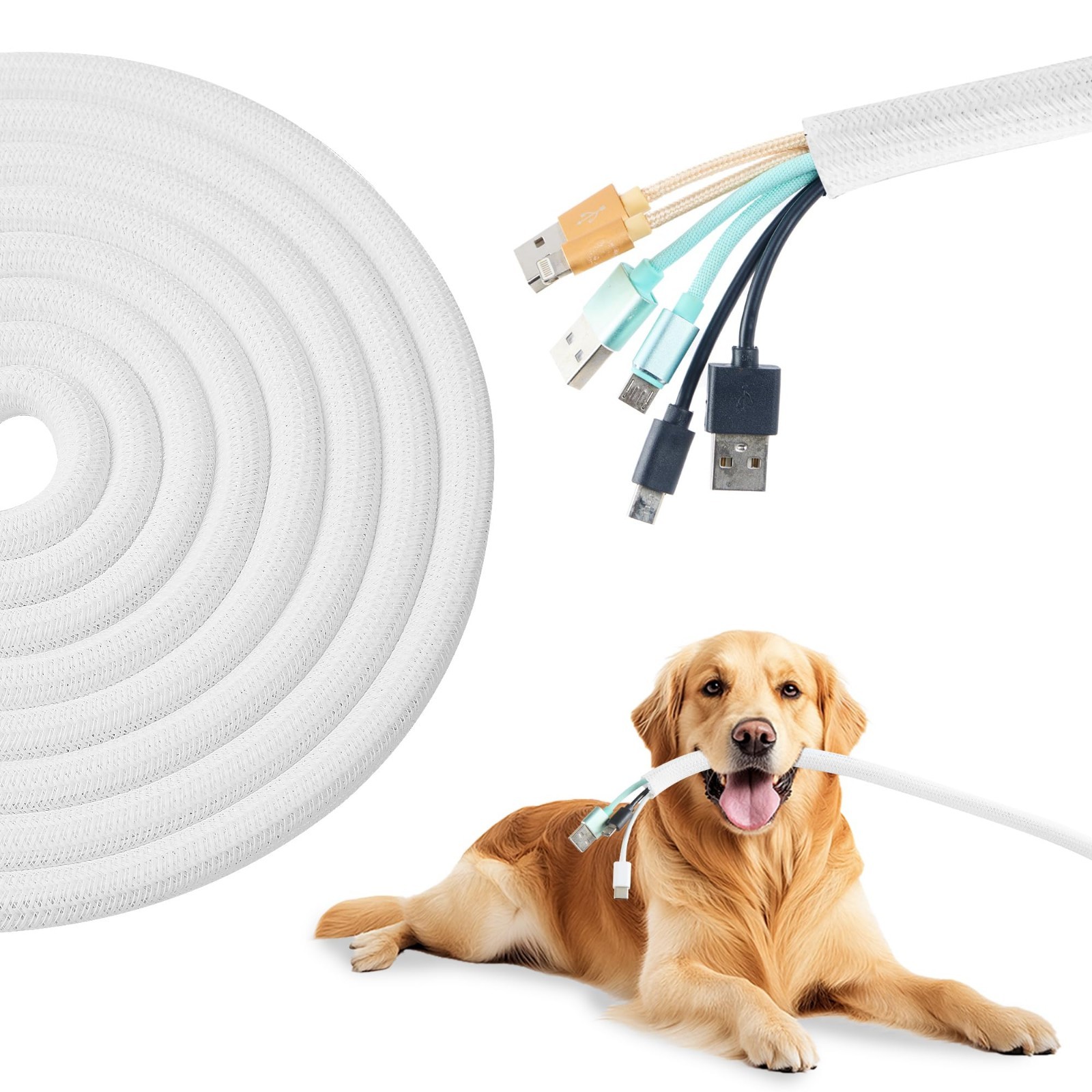 Split Wire Loom 1/2 Inch 10ft, Braided Cable Sleeve for Cable Management, Cord P