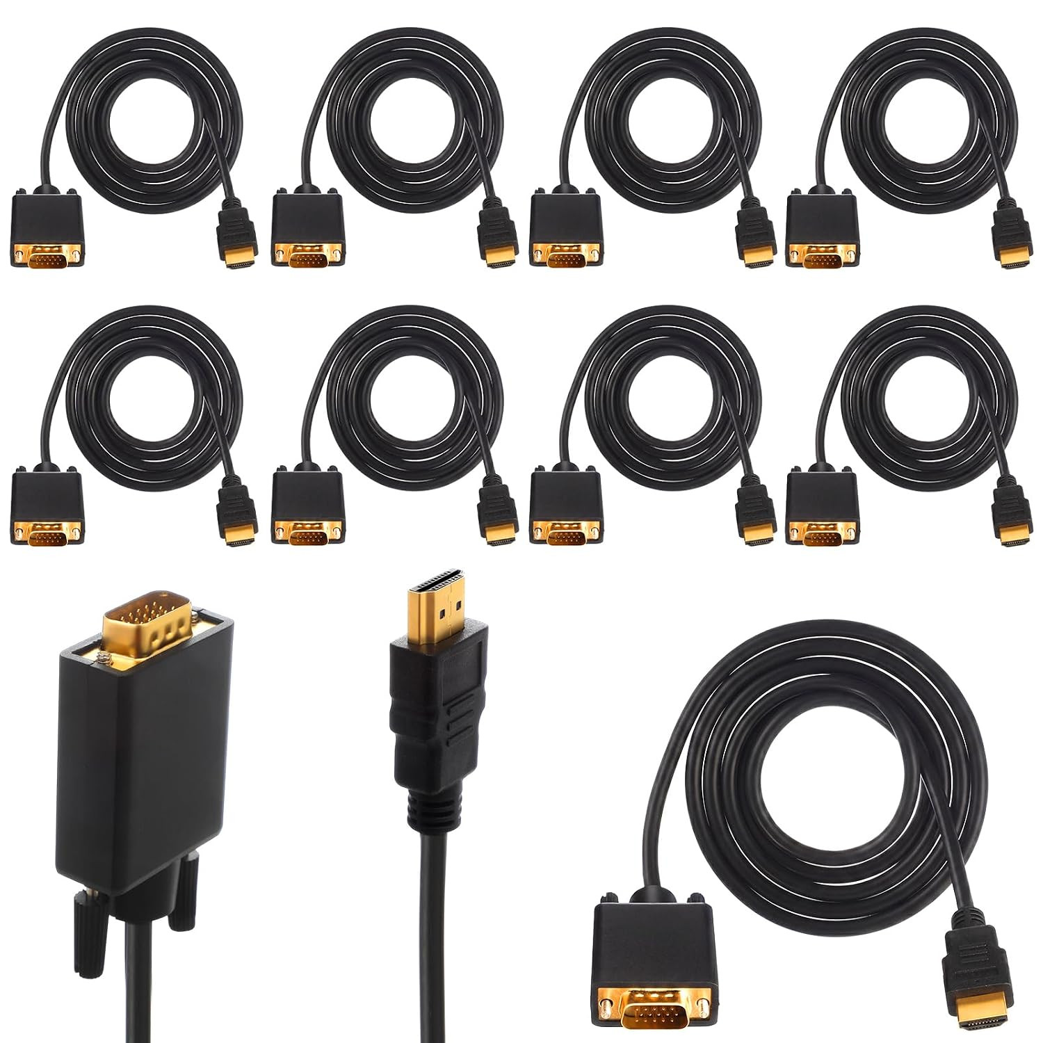 10 Pack Adapter Compatible with HDMI to VGA Cable 10 Feet
