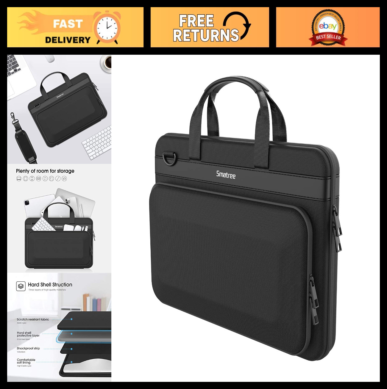 Heavy Duty Hard Case for 16.2" MacBook Pro 2024/2021/2019, Laptop Shoulder Bag,