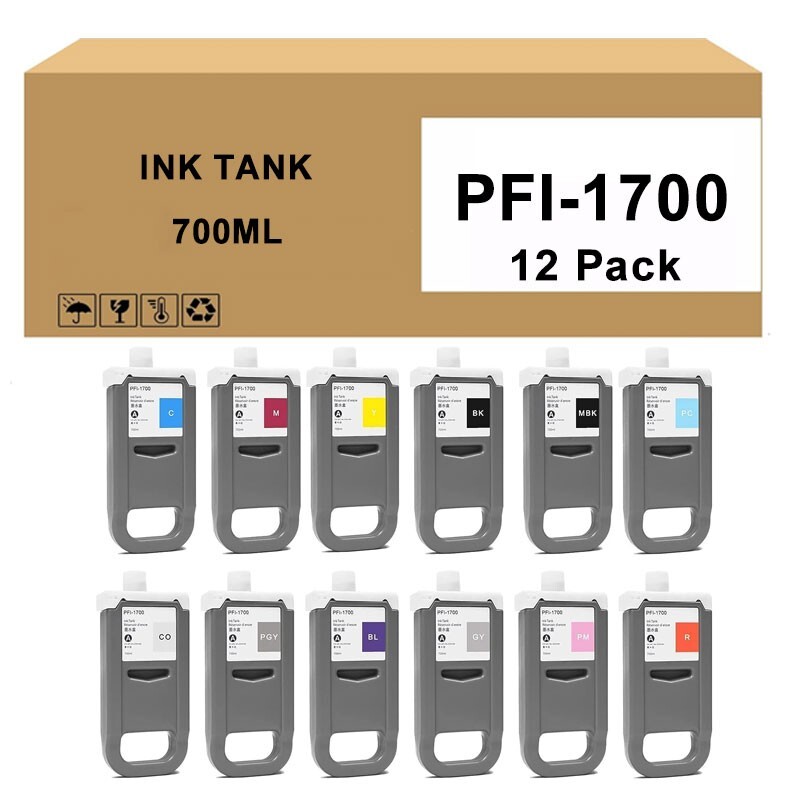 12 Pack PFI-1700 PFI1700 Ink Tank Cartridge for imagePROGRAF PRO-2000 4000 6000s