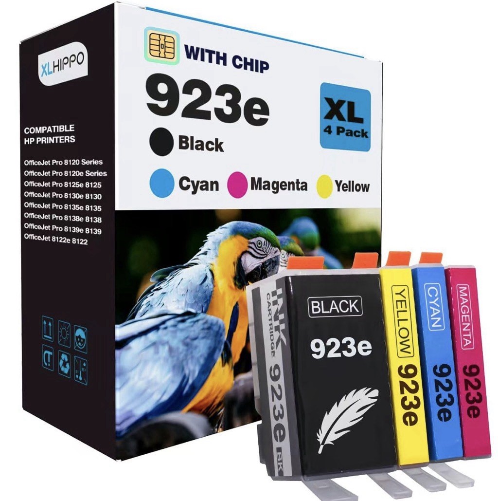 XLHIPPO 923e Compatible 4-Pack Ink (BK/C/M/Y) for HP OfficeJet Pro 8120