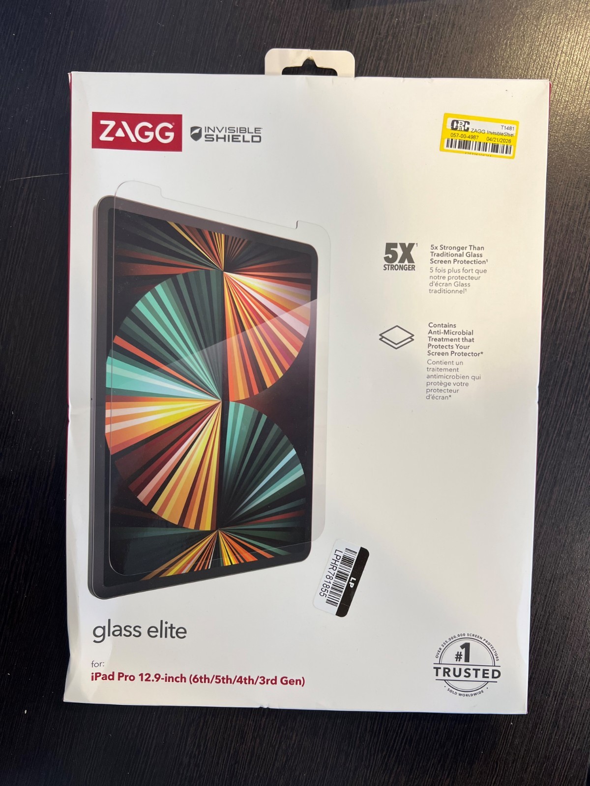 Zagg Invisible Shield Glass Elite Screen Protector iPad Pro 12.9" 6/5/4/3 Gen