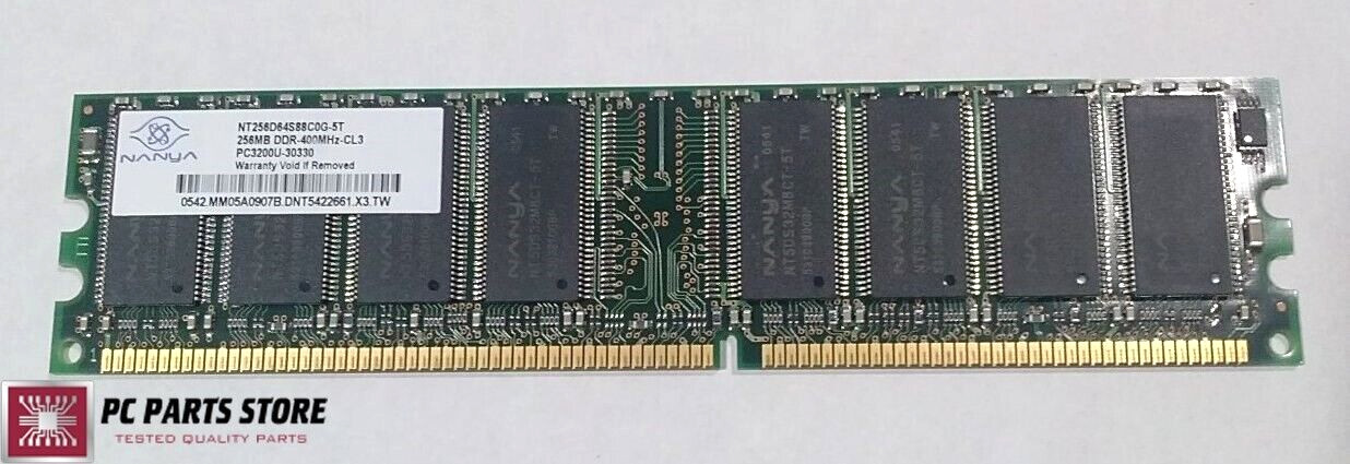 Nanya 256MB PC-3200U DDR 400MHZ CL3 Desktop RAM Memory NT256D64S88C0G-5T TESTED