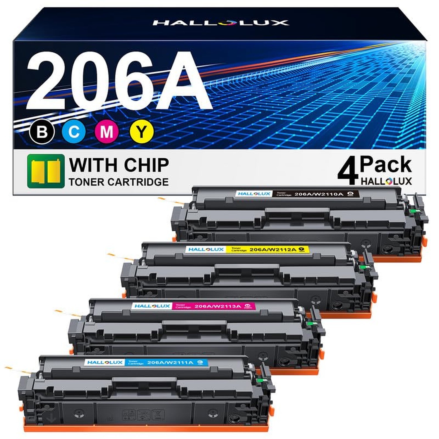 HALLOLUX 206A 206X Toner Cartridges (with Chip) for HP 206A Toner Cartridges ...