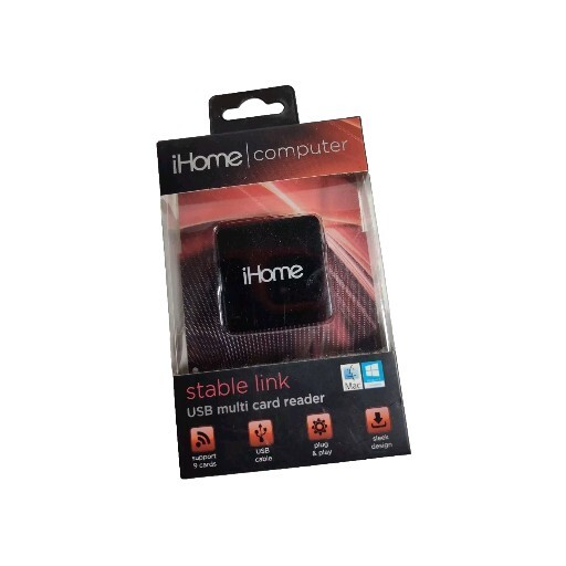 iHome Stable Link USB Multicard Reader IH-U201B Black Sealed