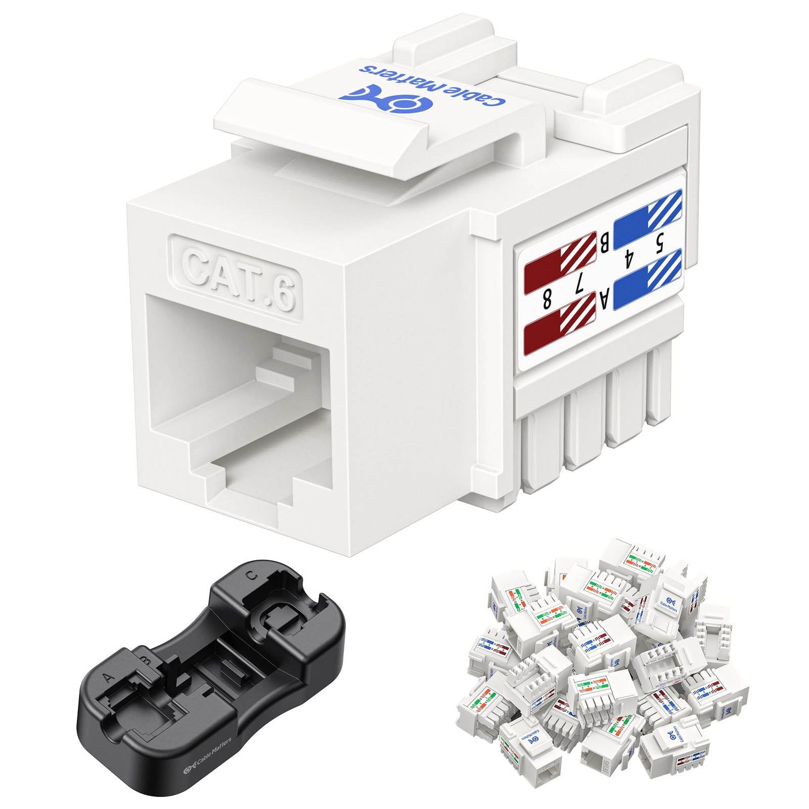 Cable Matters [UL Listed] 25-Pack 10Gbps Cat6 Keystone Jacks, 25 Pack, White