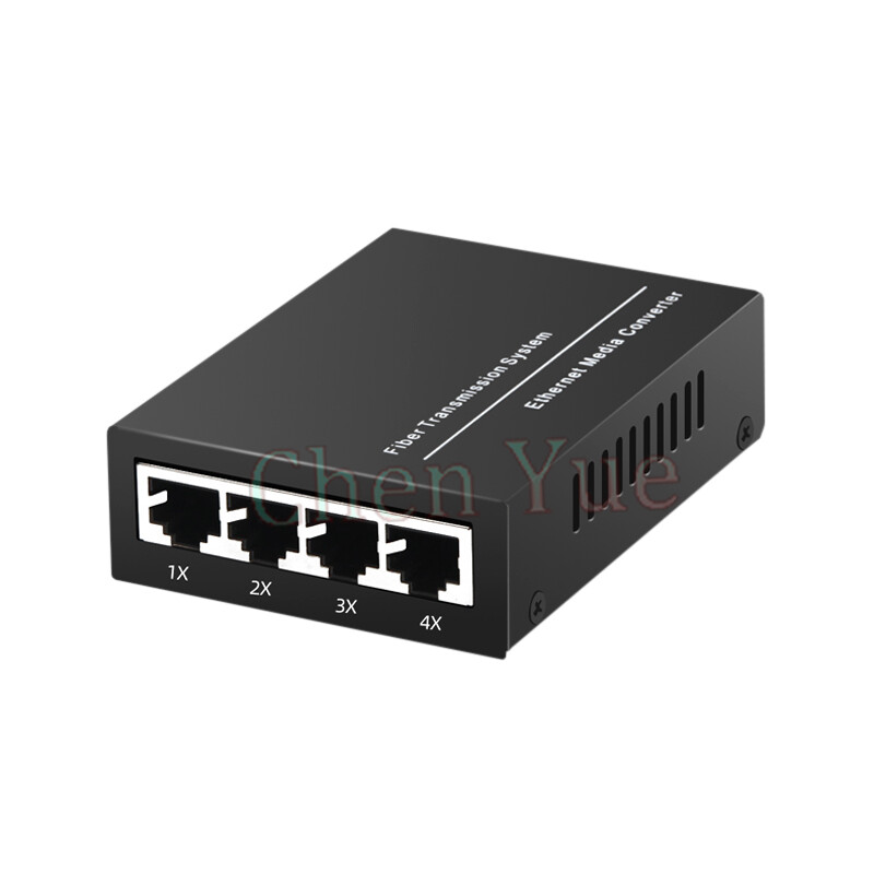 10/100M Single Mode Duplex Fiber Fiber Optic Media Converter 2 SC Fiber 4 RJ45