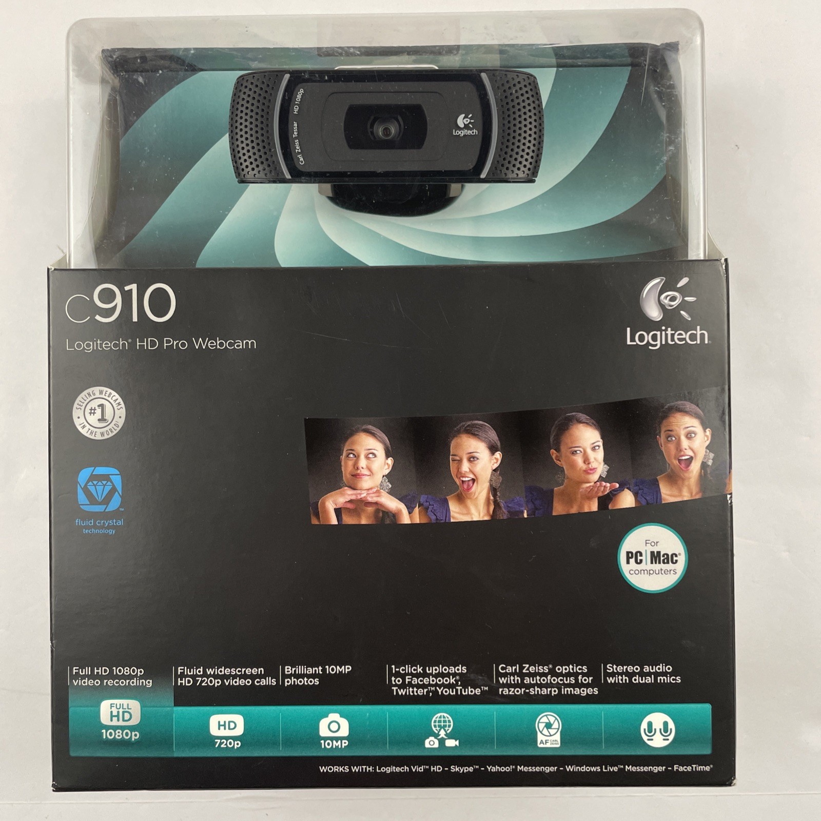 Logitech C910 Webcam HD Pro 1080p with Logitech Vid HD, Black