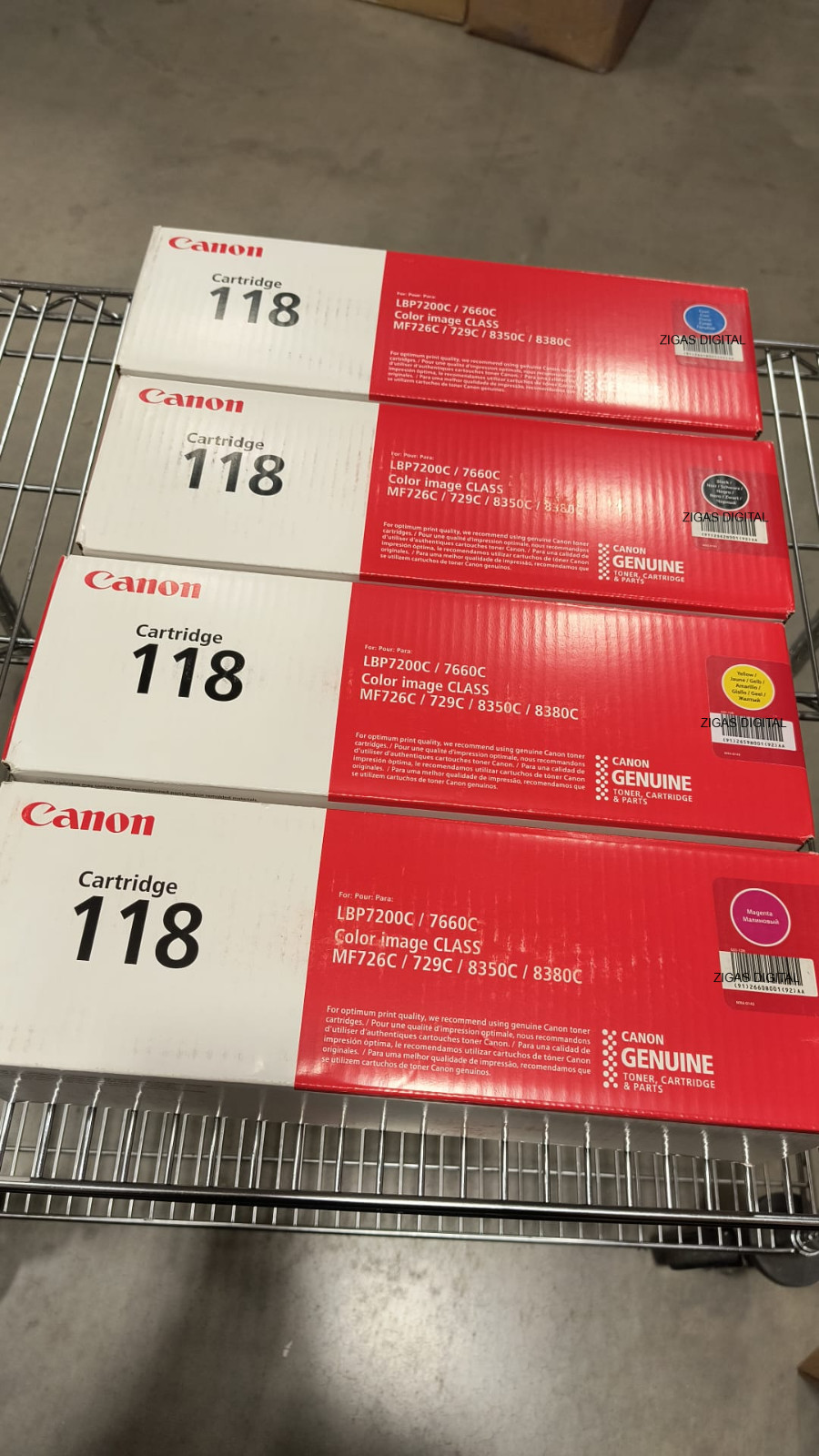 ORGINAL Canon 118 Toner Cartridge Set (4-Pack: B-C-Y-M) - New - Sealed Box