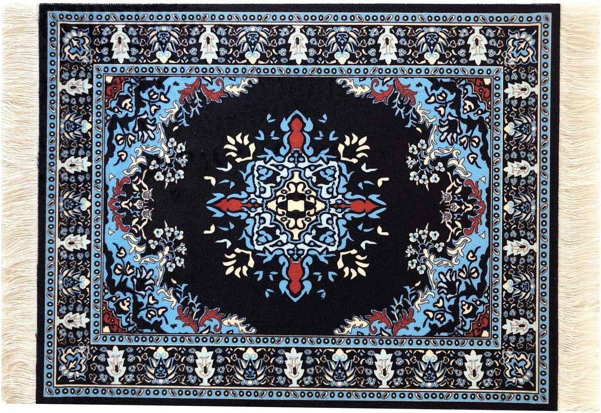 Beautiful Oriental Rug Style Mousepad, Navy Miniature Carpet Computer Mouse P...