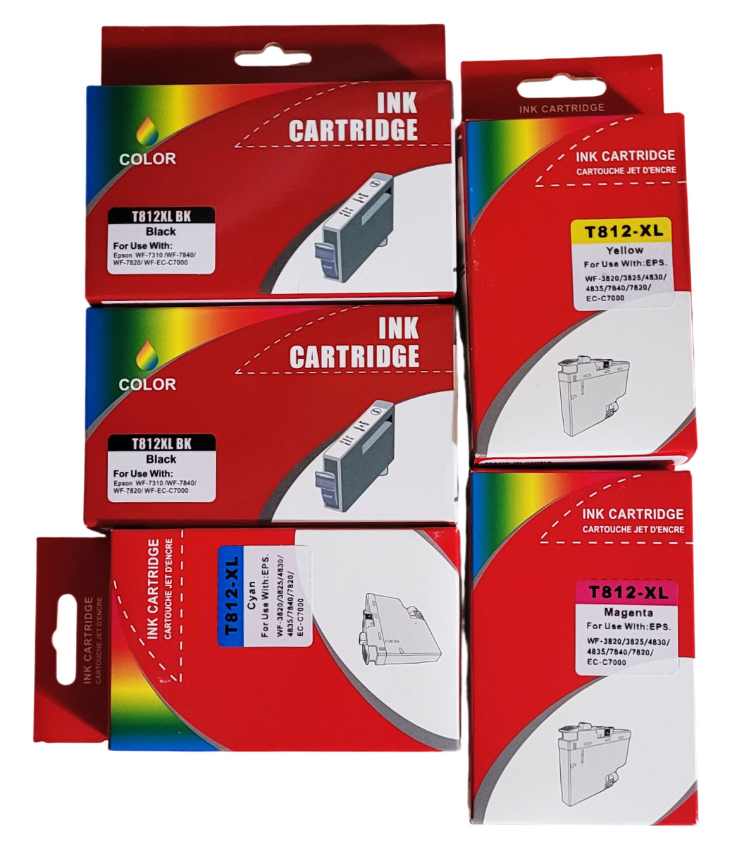 Ink Cartridge Replacement for 812XL Cyan Magenta Yellow Black Lot of 5 See Descr