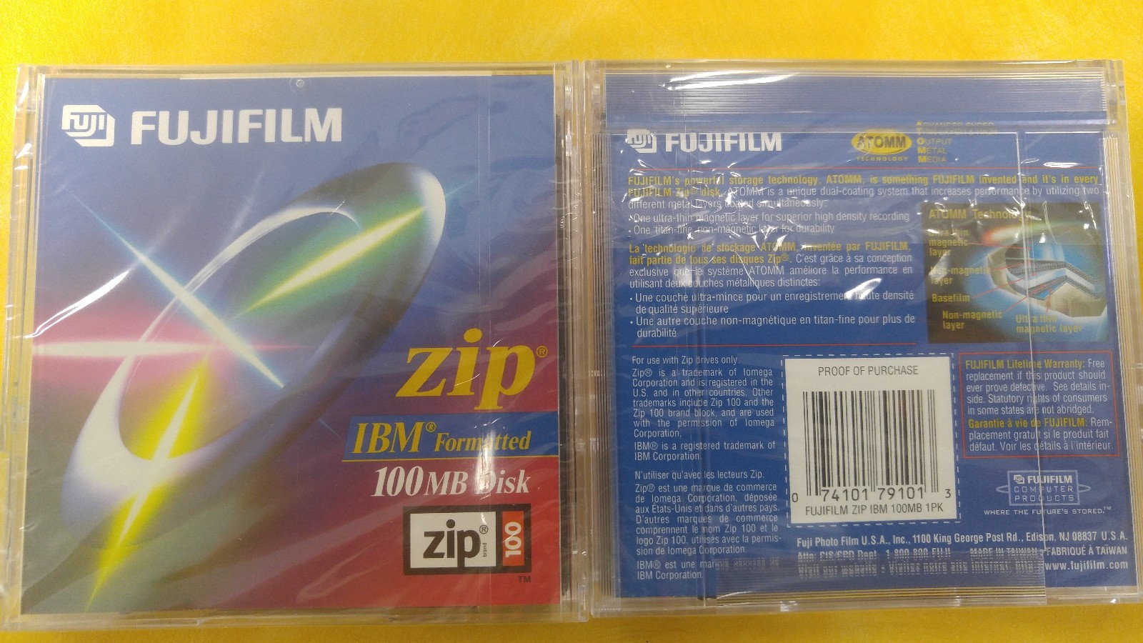 Vintage Floppy Dist Fuji Film 8-Pack 100MB Zip Disk with ATOMM Technology