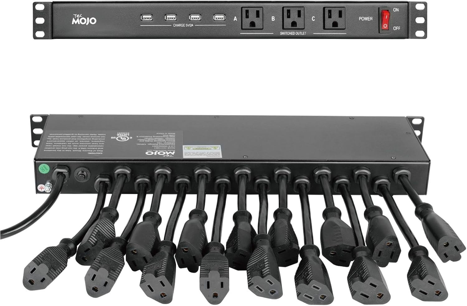 1U Rack Mount 19 Outlet PDU Power Distribution Unit Circuit Breaker Fits 19-Inch