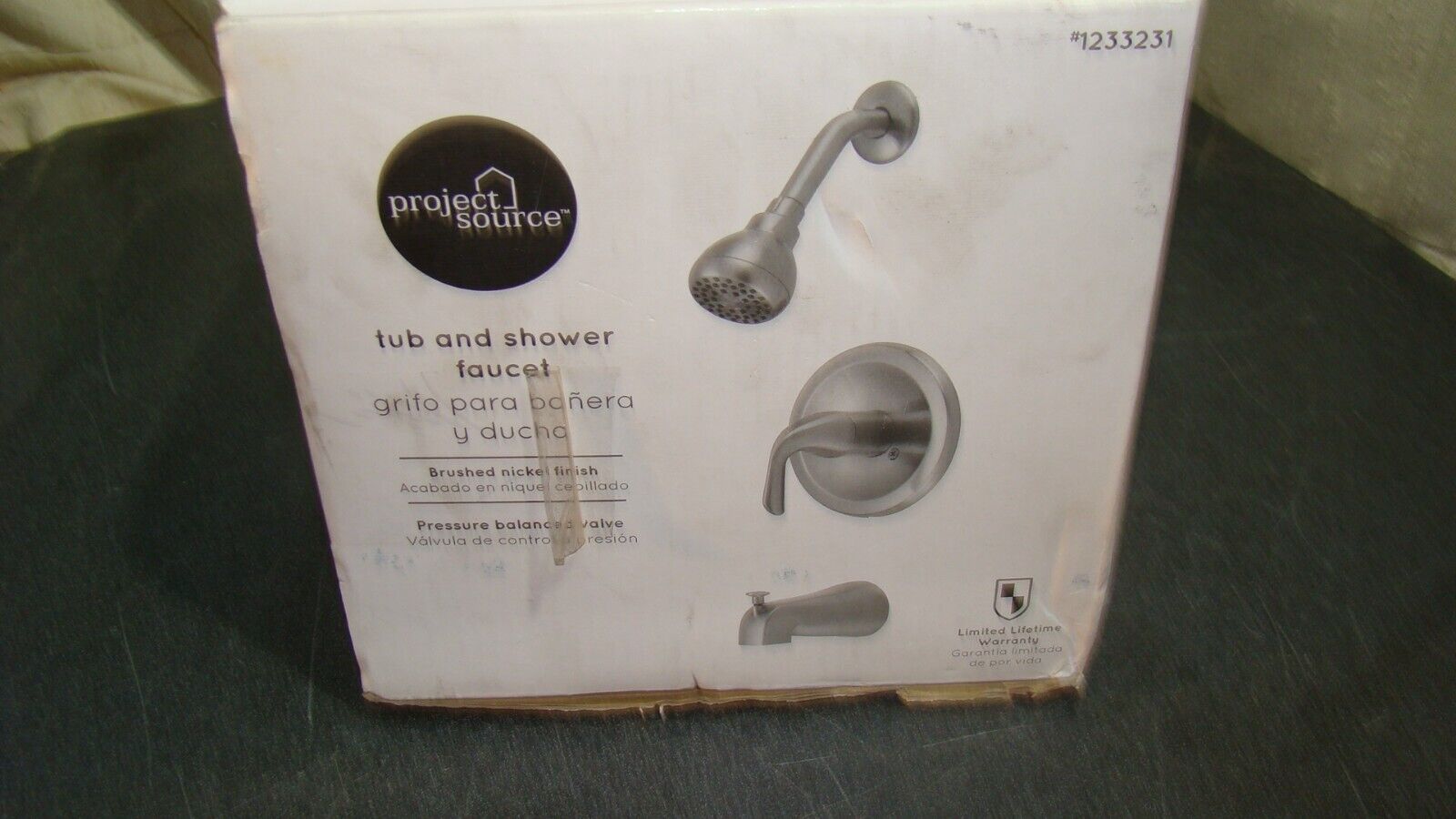 Project Source Brushed Nickel 1-Handle Wall Mount Tub and Shower Faucet #1233231