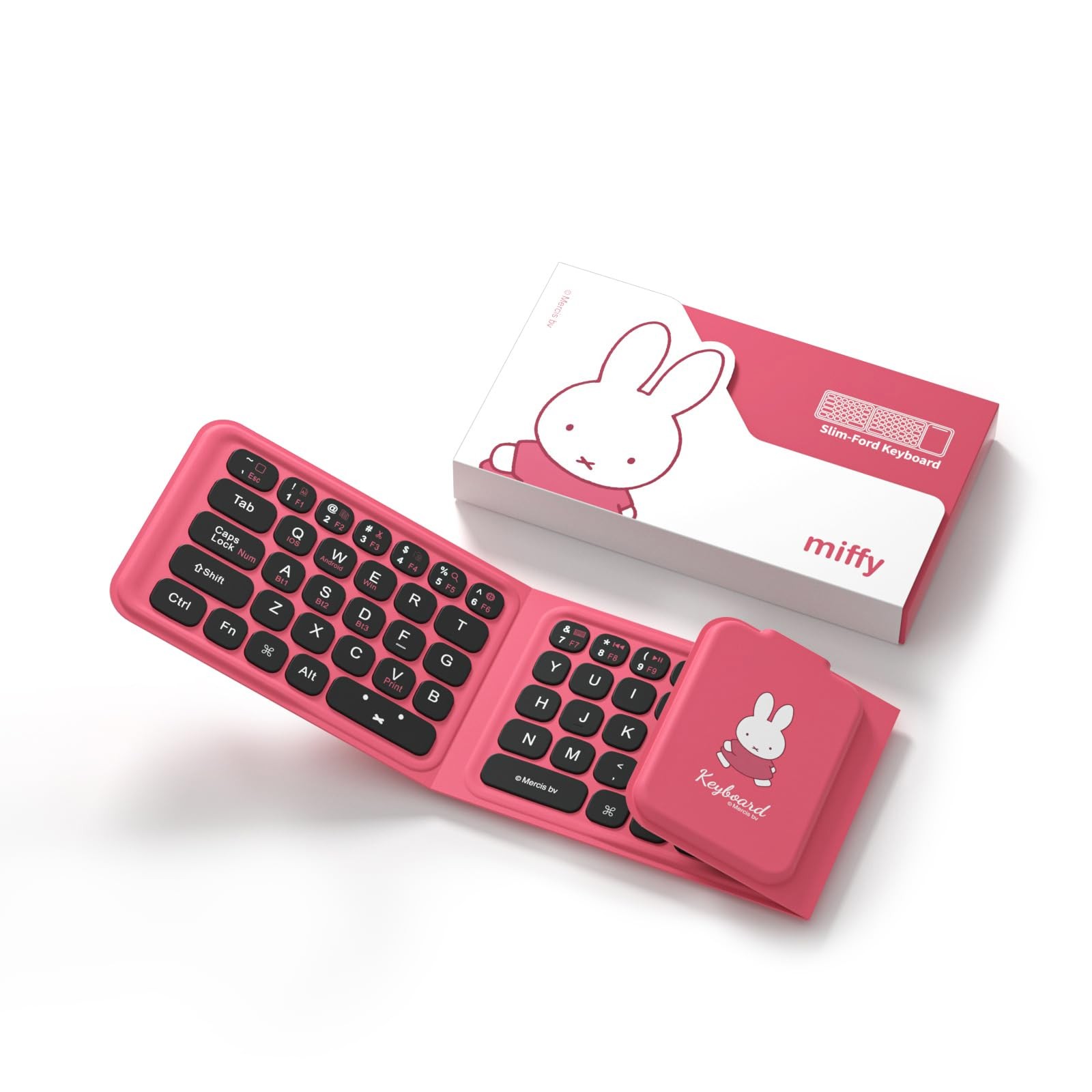 Wireless Pink Keyboard Triple Fold With Numeric Pad