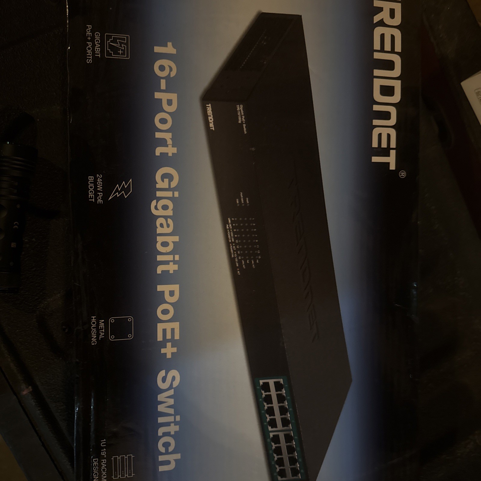 TRENDnet TPE-TG160G 16-Port Poe Rack-Mount Gigabit Switch