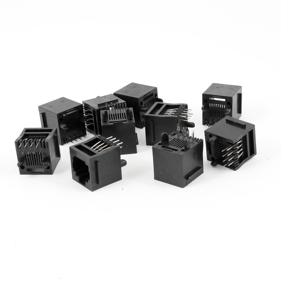 10 Pcs Unshielded RJ45 8P8C Network Modular PCB Connector Jacks Black