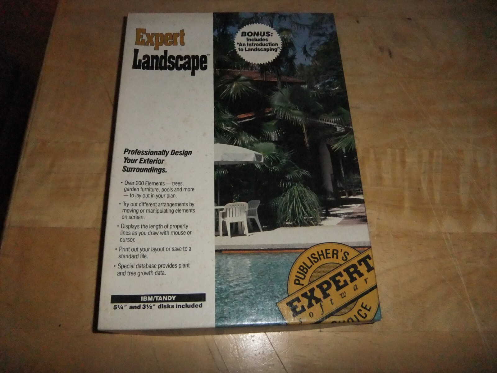 VTG 1991 EXPERT LANDSCAPE PC COMPUTER SOFTWARE GAME IBM 3.5" 5.25" DISK BOX CATA