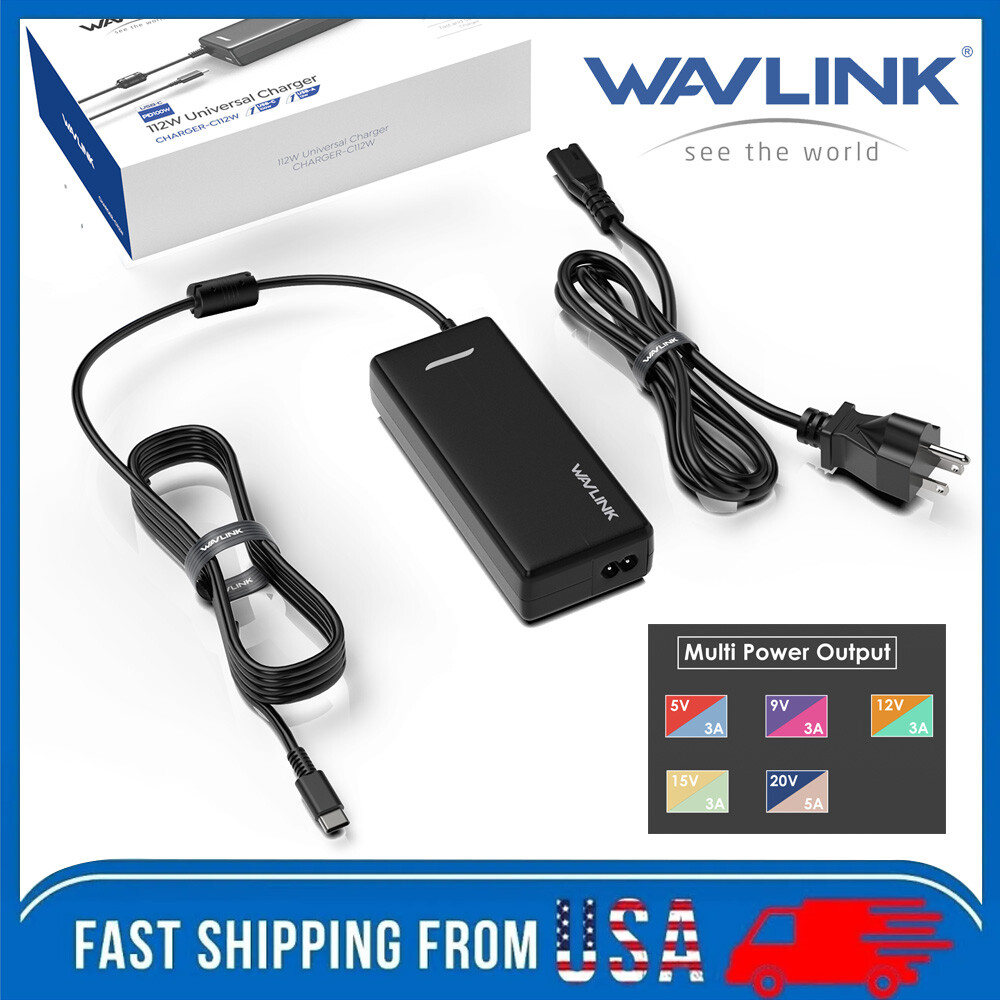112W USB C Laptop Adapter Universal Charger Portable 100W AC Adapter Computer PD