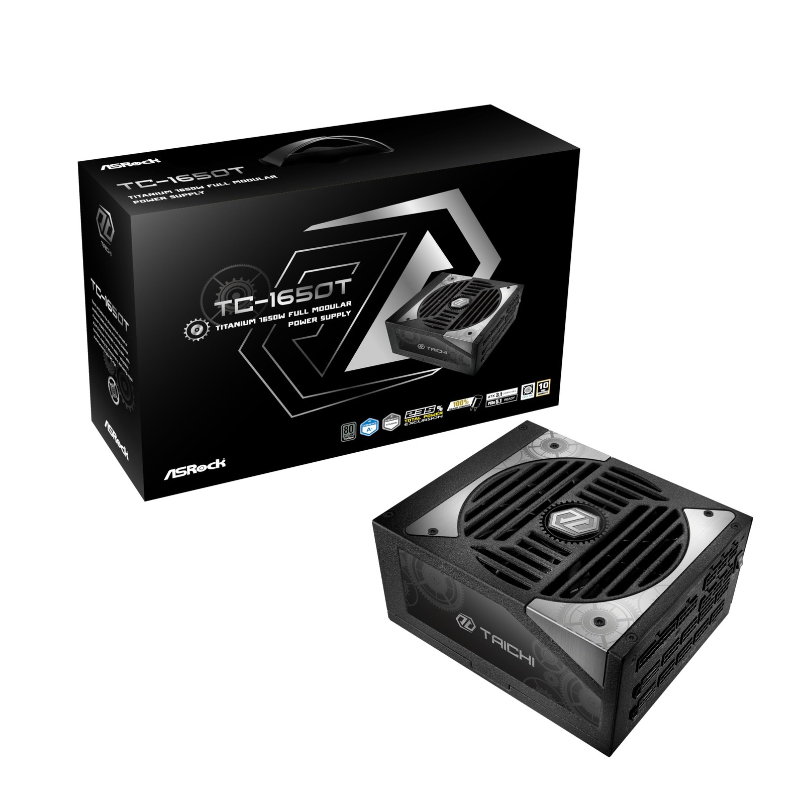 ASRock Taichi TC-1650T PC Power Supply, 1650W, PCIe 5.1 Compatible, 80PLUS Titan