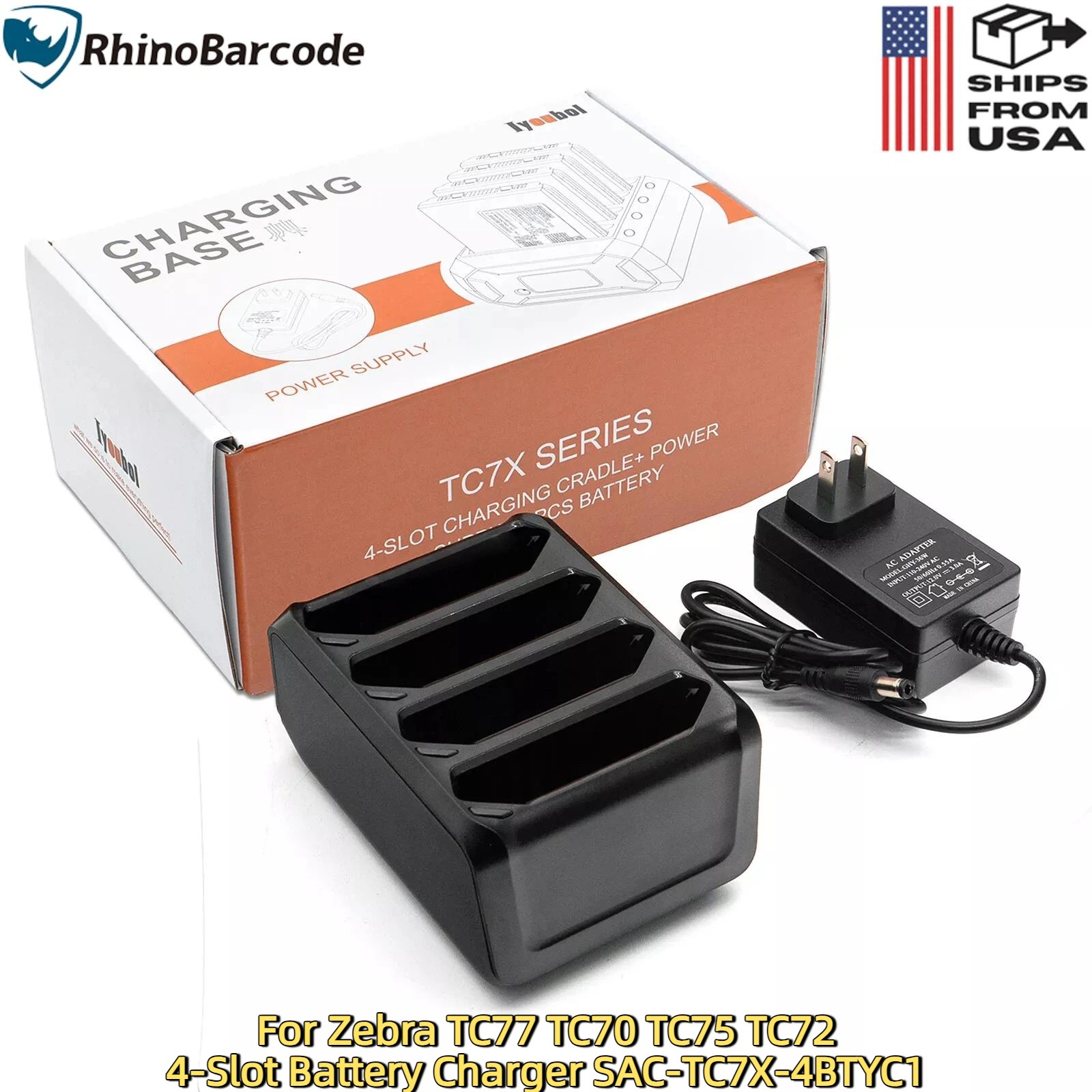 4 Slot Battery Charger For Zebra TC70 TC75 TC77 TC72 TC7X-4BTYC1 Batteries 🔥⭐